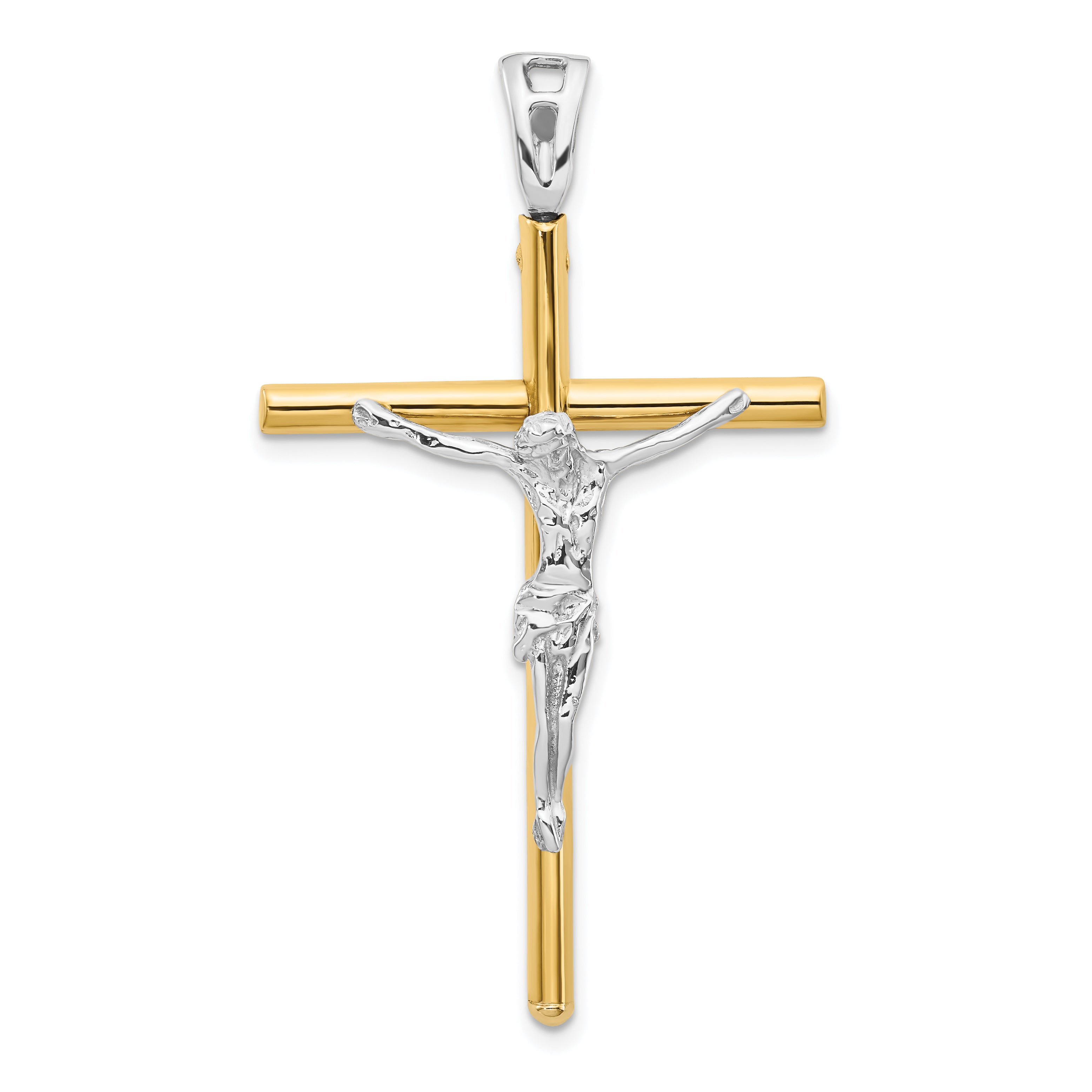 14K Two-tone Crucifix Pendant