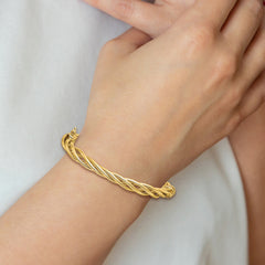 14K Polished Twisted Hinged Bangle