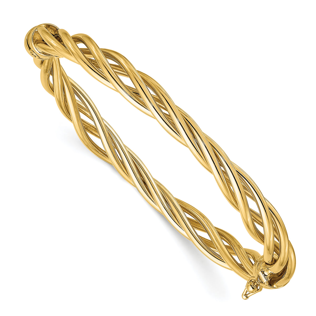 14K Polished Twisted Hinged Bangle