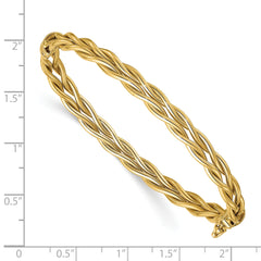 14K Polished Weaved Hinged Bangle