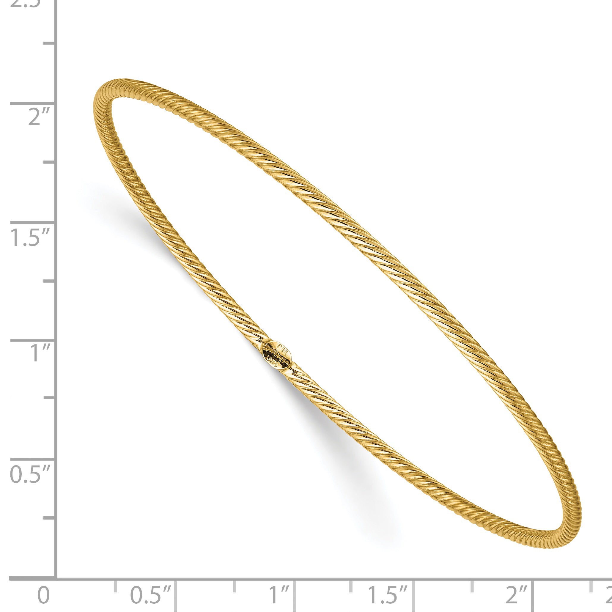 14K Polished Textured Slip-on Bangle