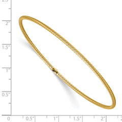 14K Polished Textured Slip-on Bangle