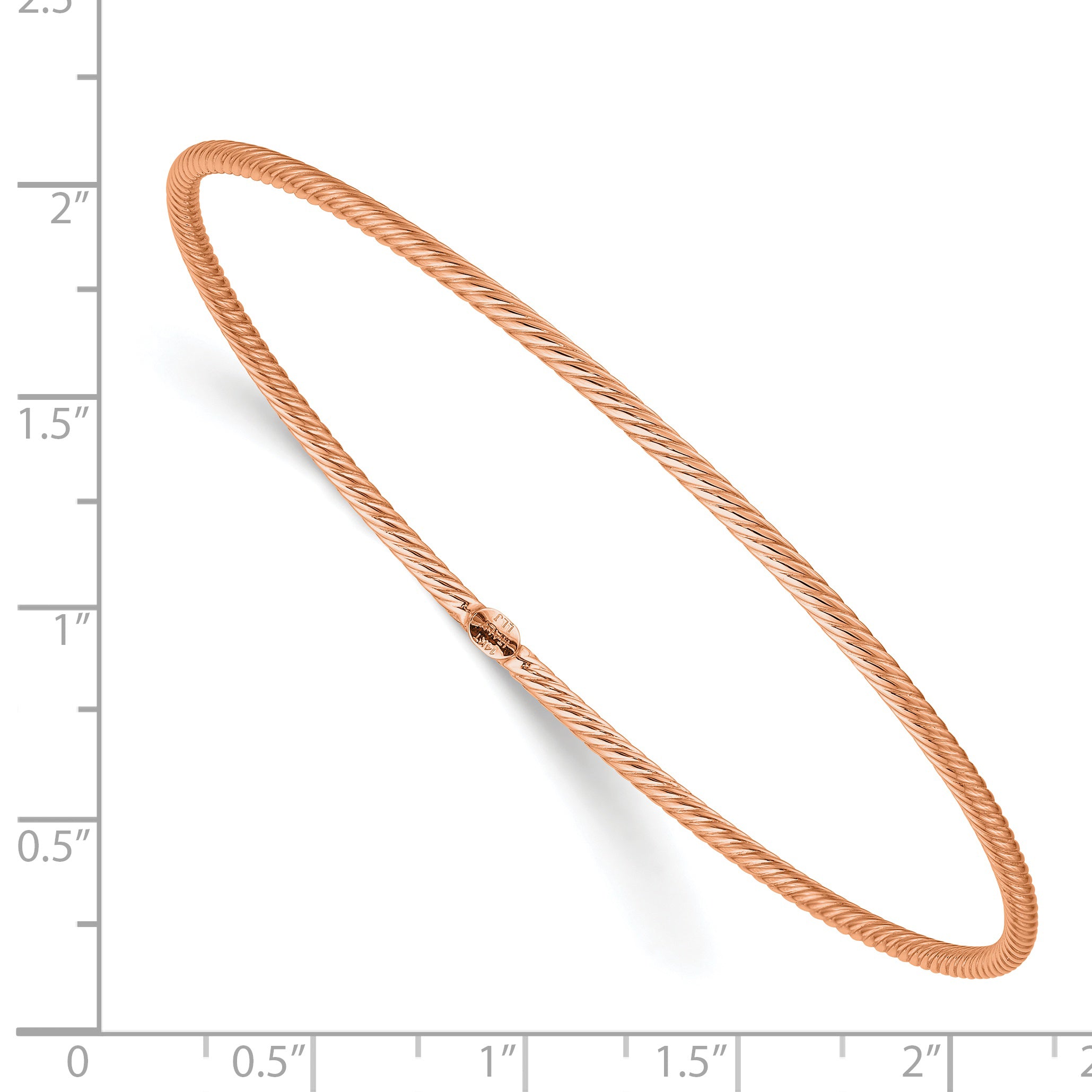 14K Rose Gold Polished Textured Slip-on Bangle