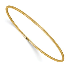 14K Polished Textured Slip-on Bangle