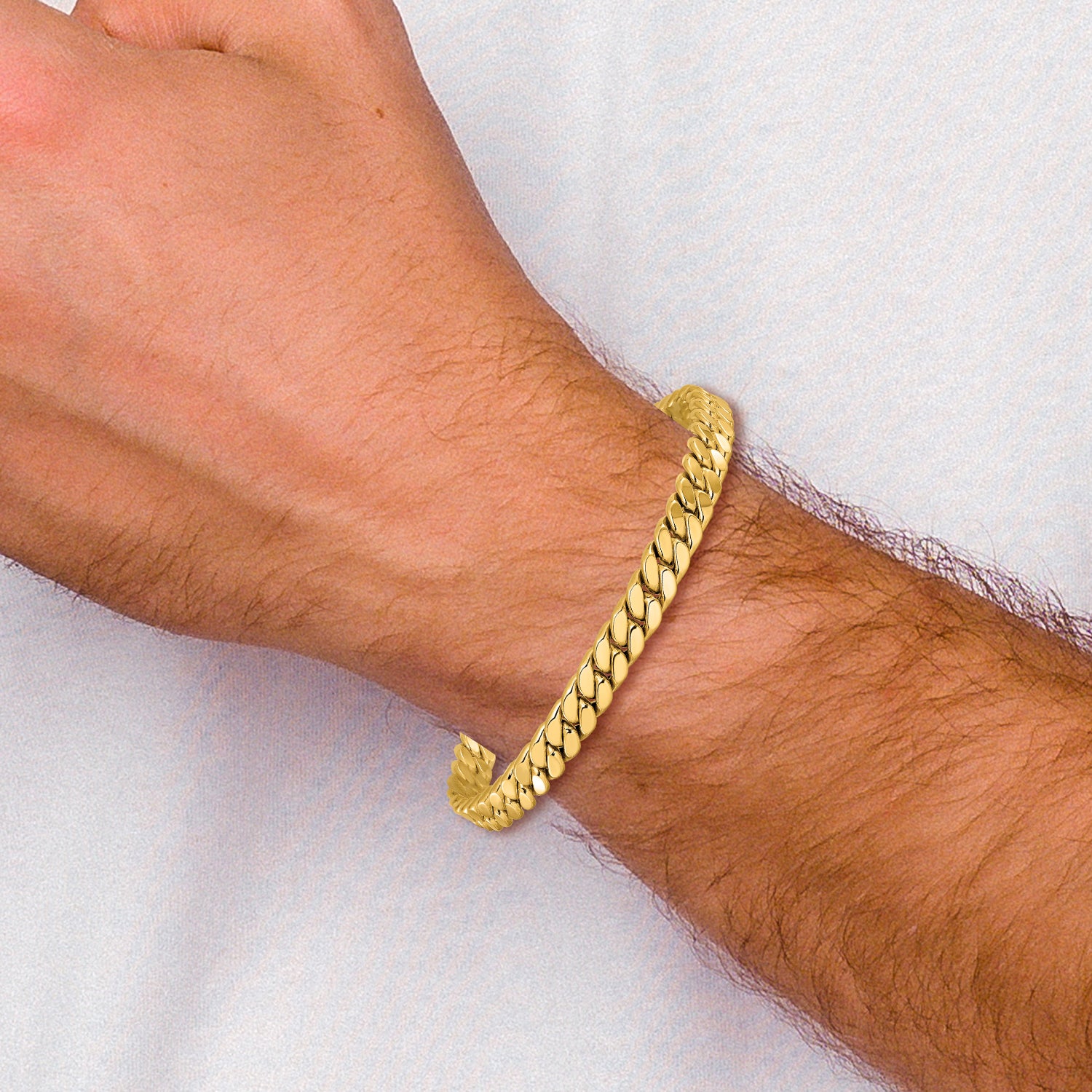 14k Men's Polished Curb Bracelet