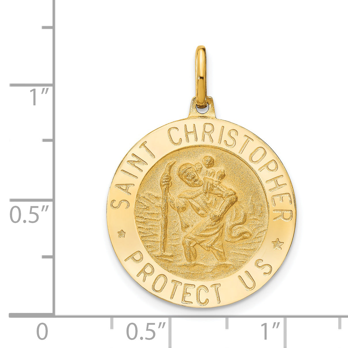 14k Polished and Satin Round St. Christopher Pendant