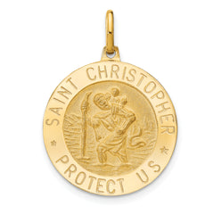 14k Polished and Satin Round St. Christopher Pendant