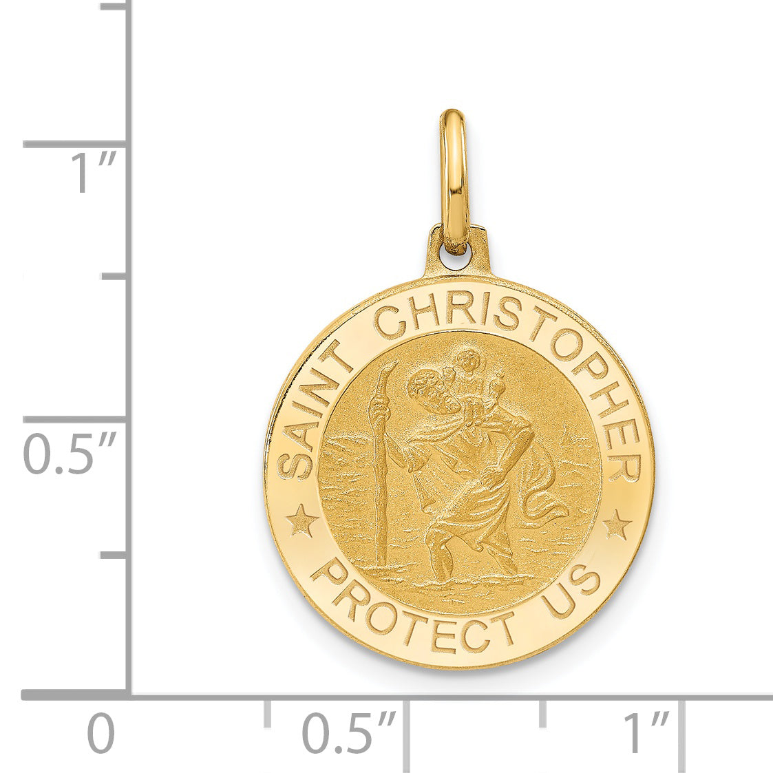 14k Polished and Satin Round St. Christopher Pendant