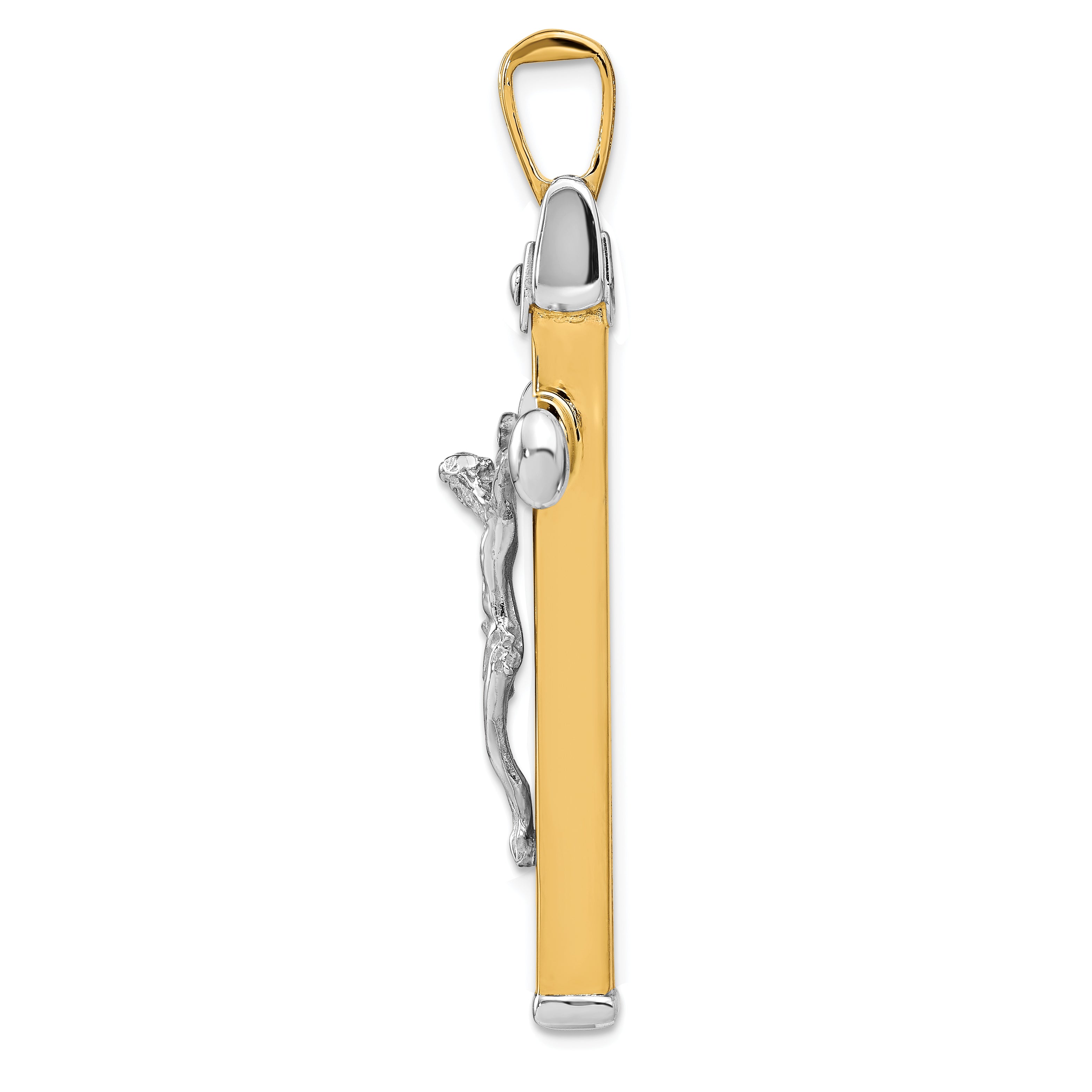 14k Two-tone Polished Crucifix Pendant