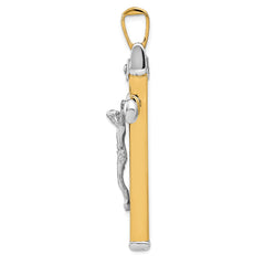 14k Two-tone Polished Crucifix Pendant