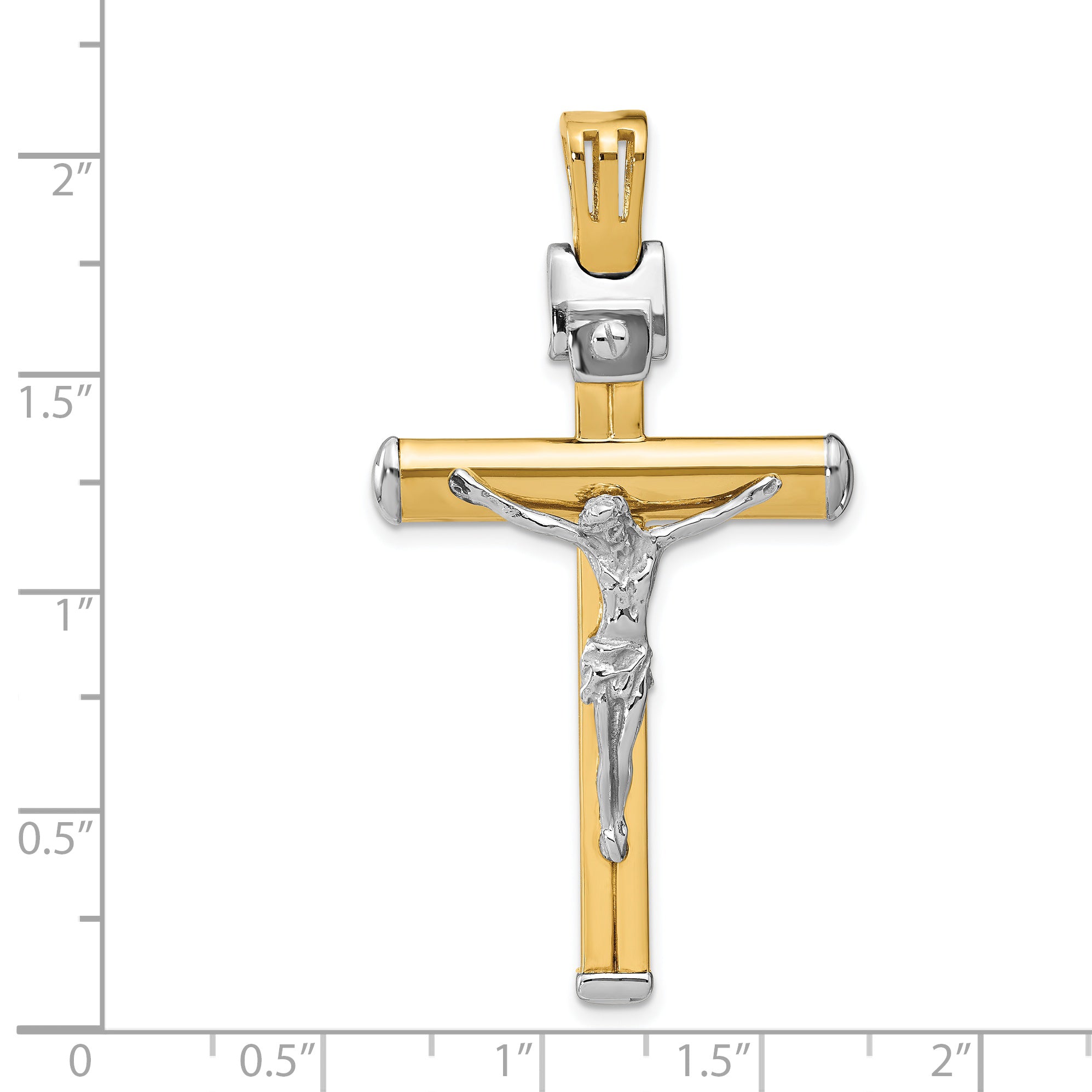 14k Two-tone Polished Crucifix Pendant