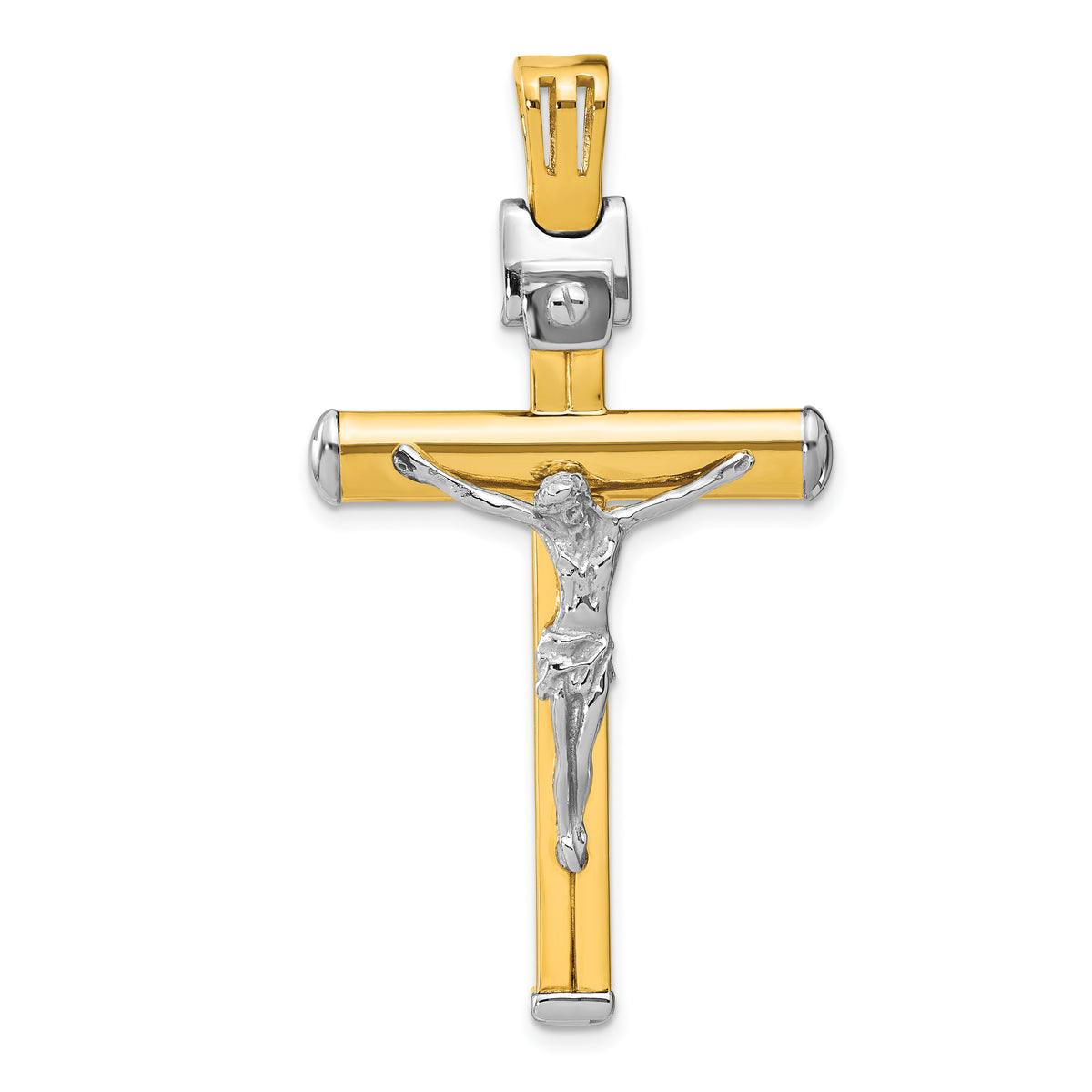 14k Two-tone Polished Crucifix Pendant