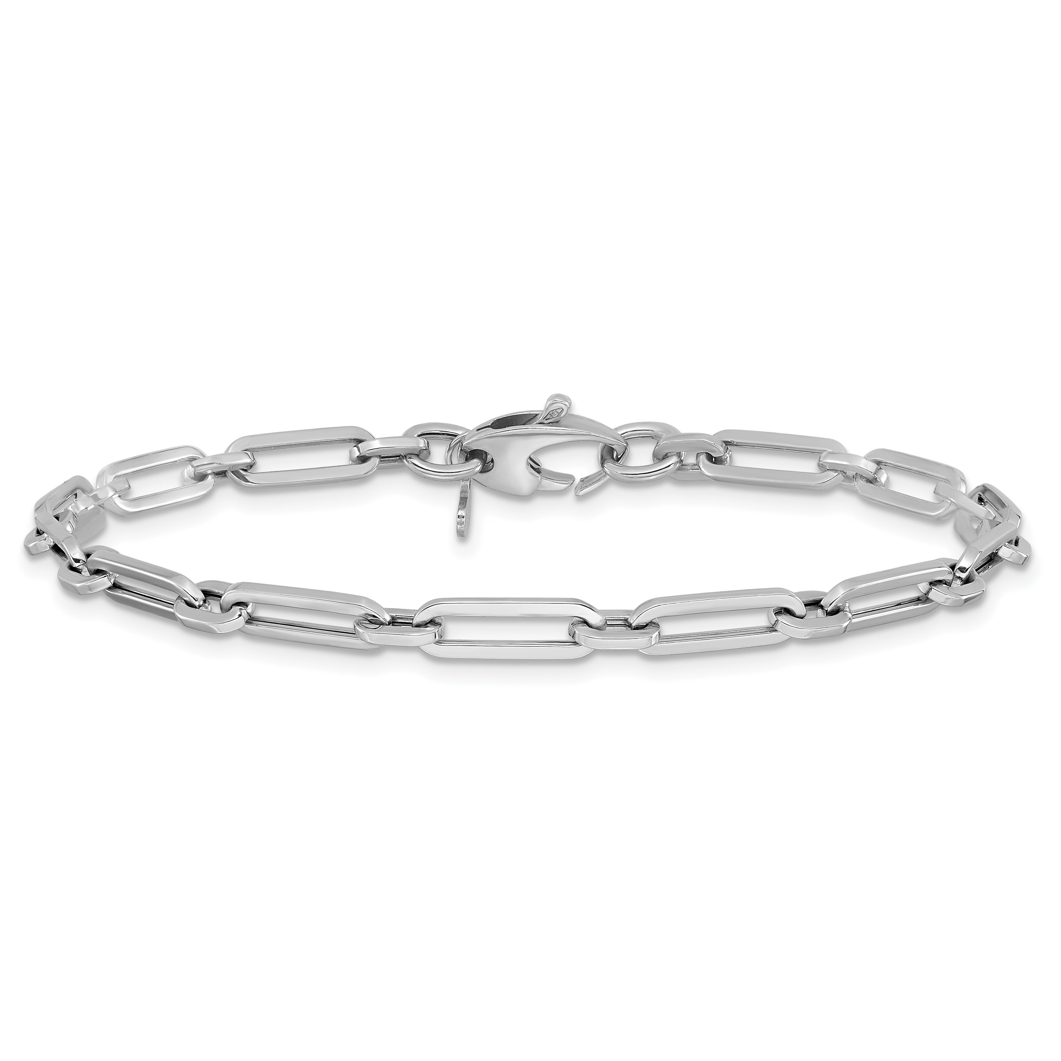 14K White Gold Polished Flat Oval Link Bracelet