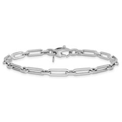 14K White Gold Polished Flat Oval Link Bracelet