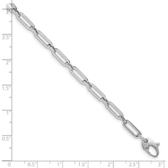 14K White Gold Polished Flat Oval Link Bracelet