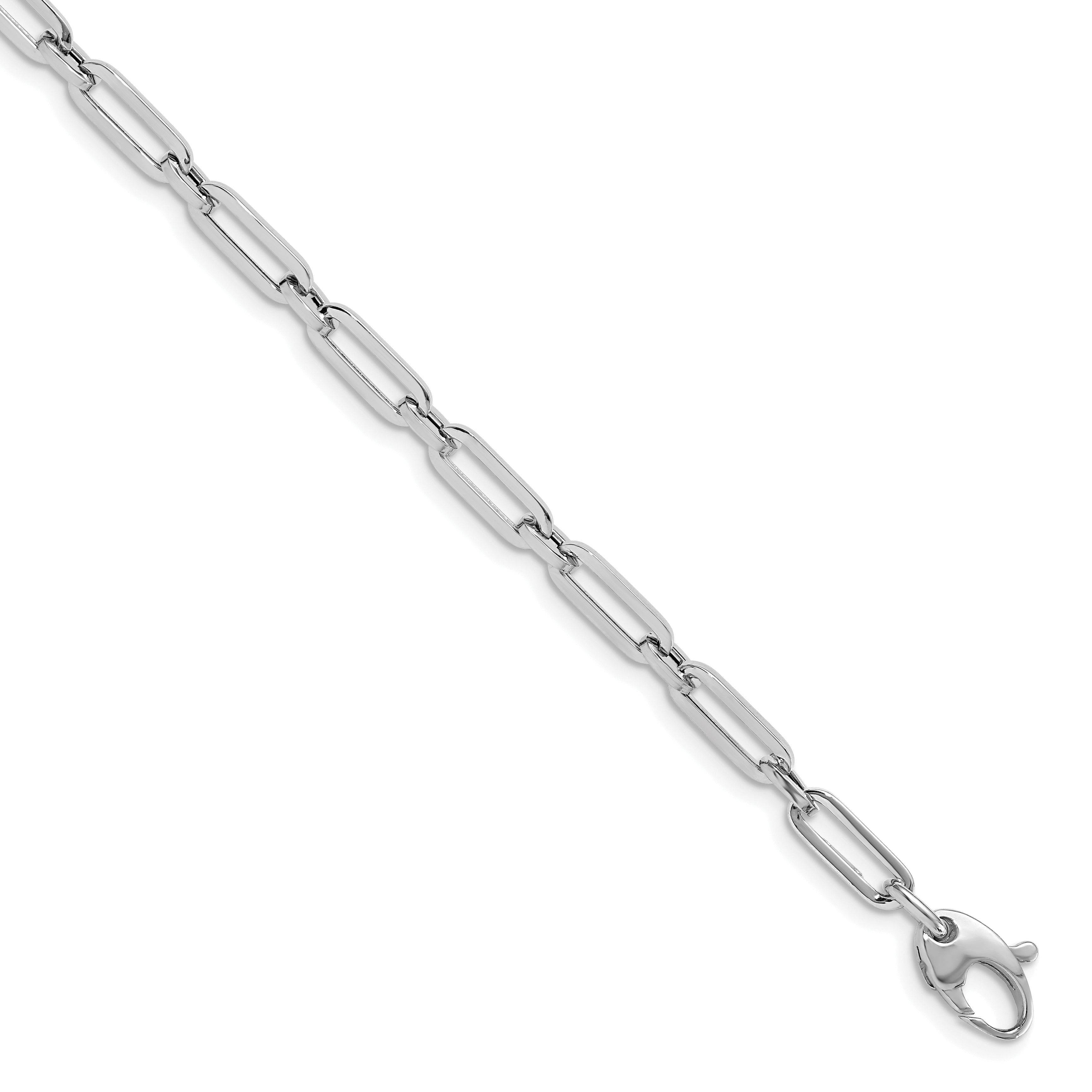 14K White Gold Polished Flat Oval Link Bracelet