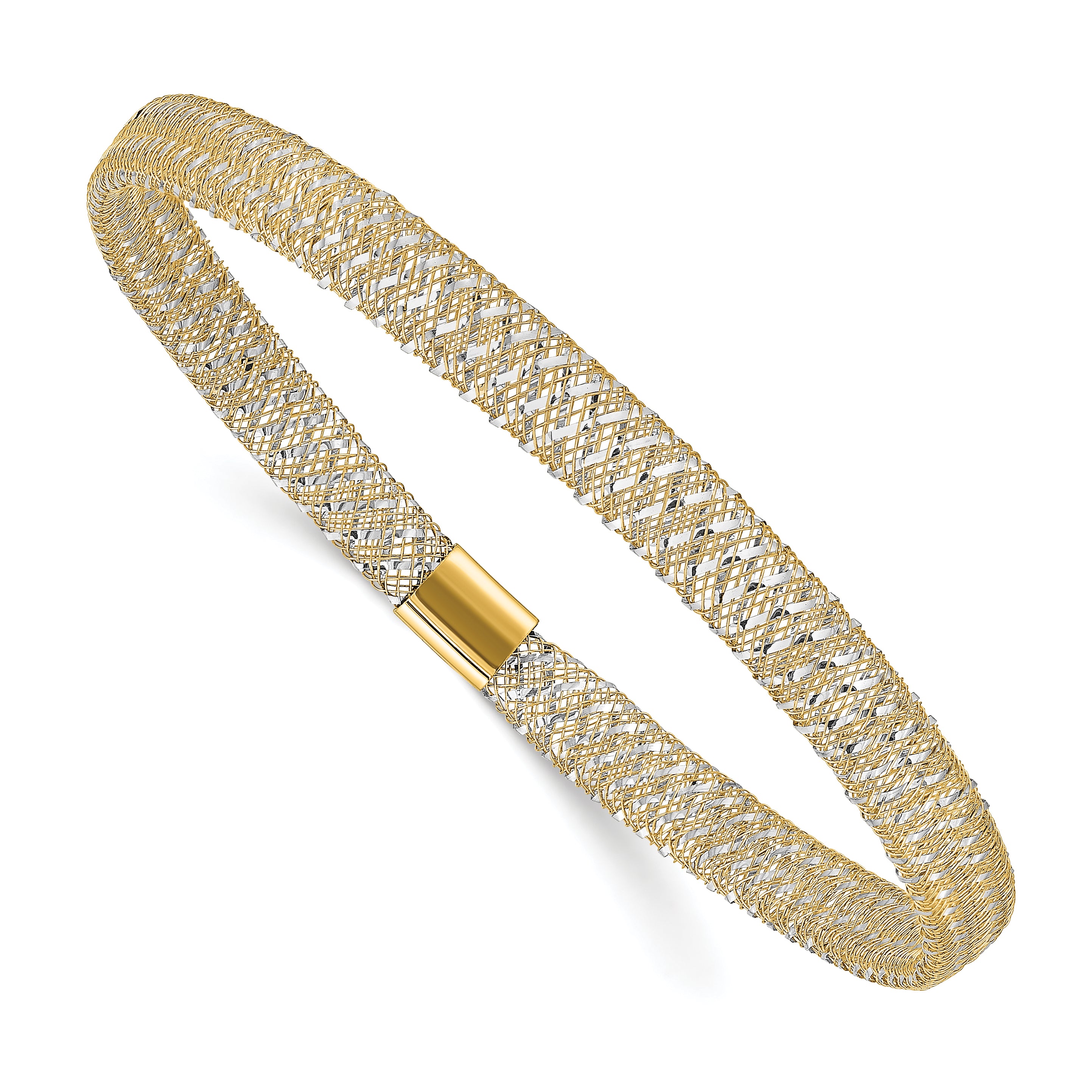 14K Two-tone Polished Stretch Bangle