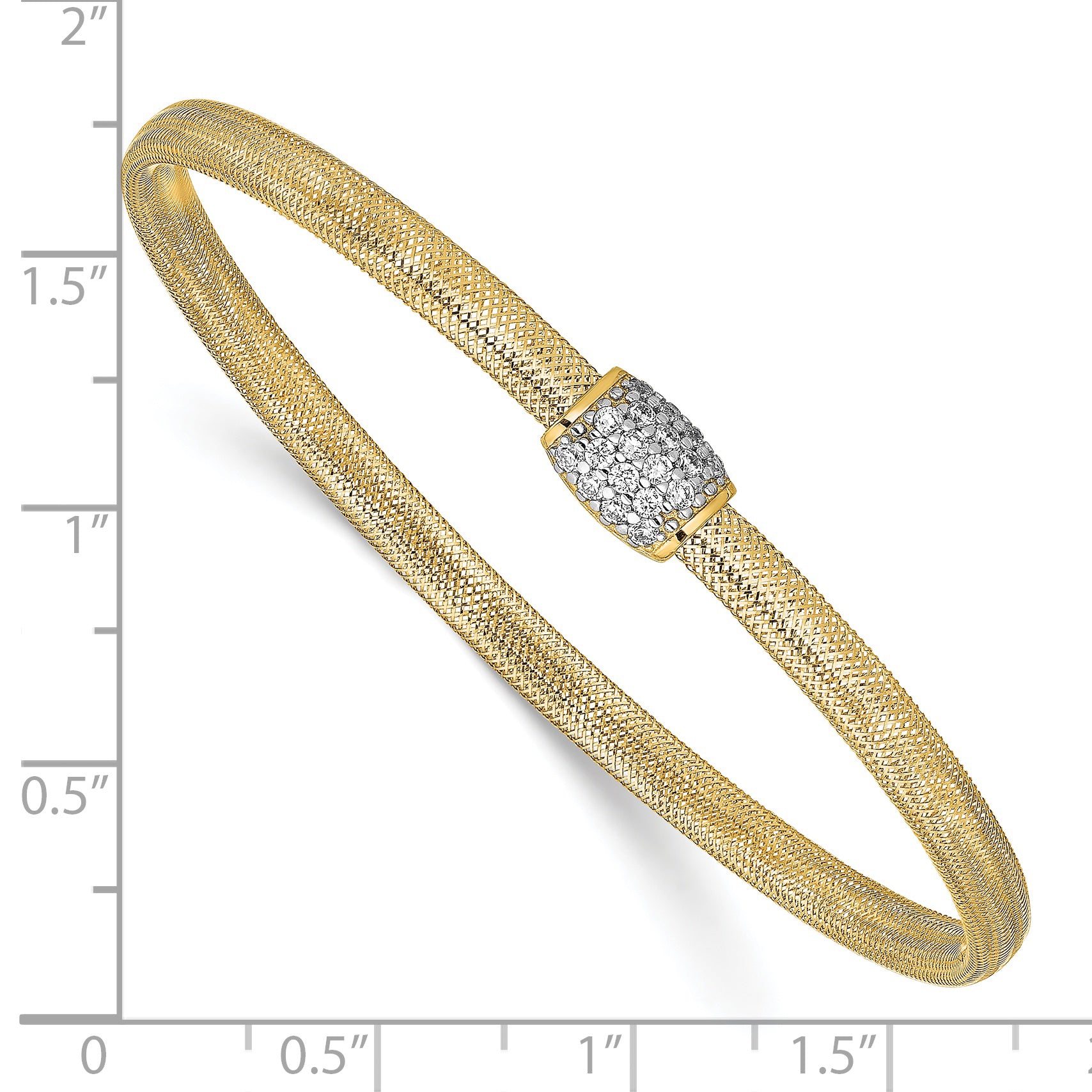 14K CZ Polished Stretch Bangle