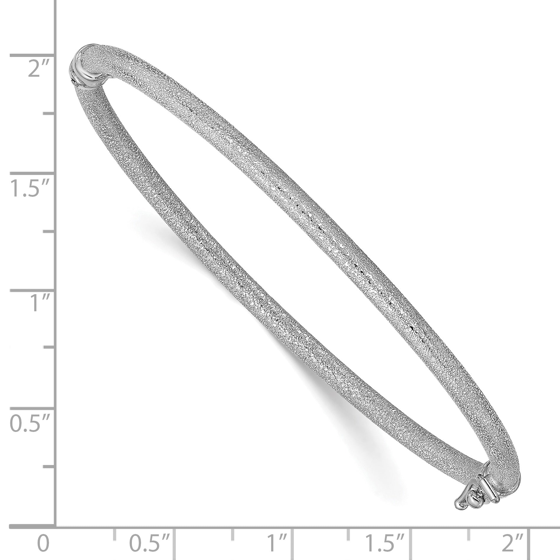 14K White Gold Textured Hinged Bangle