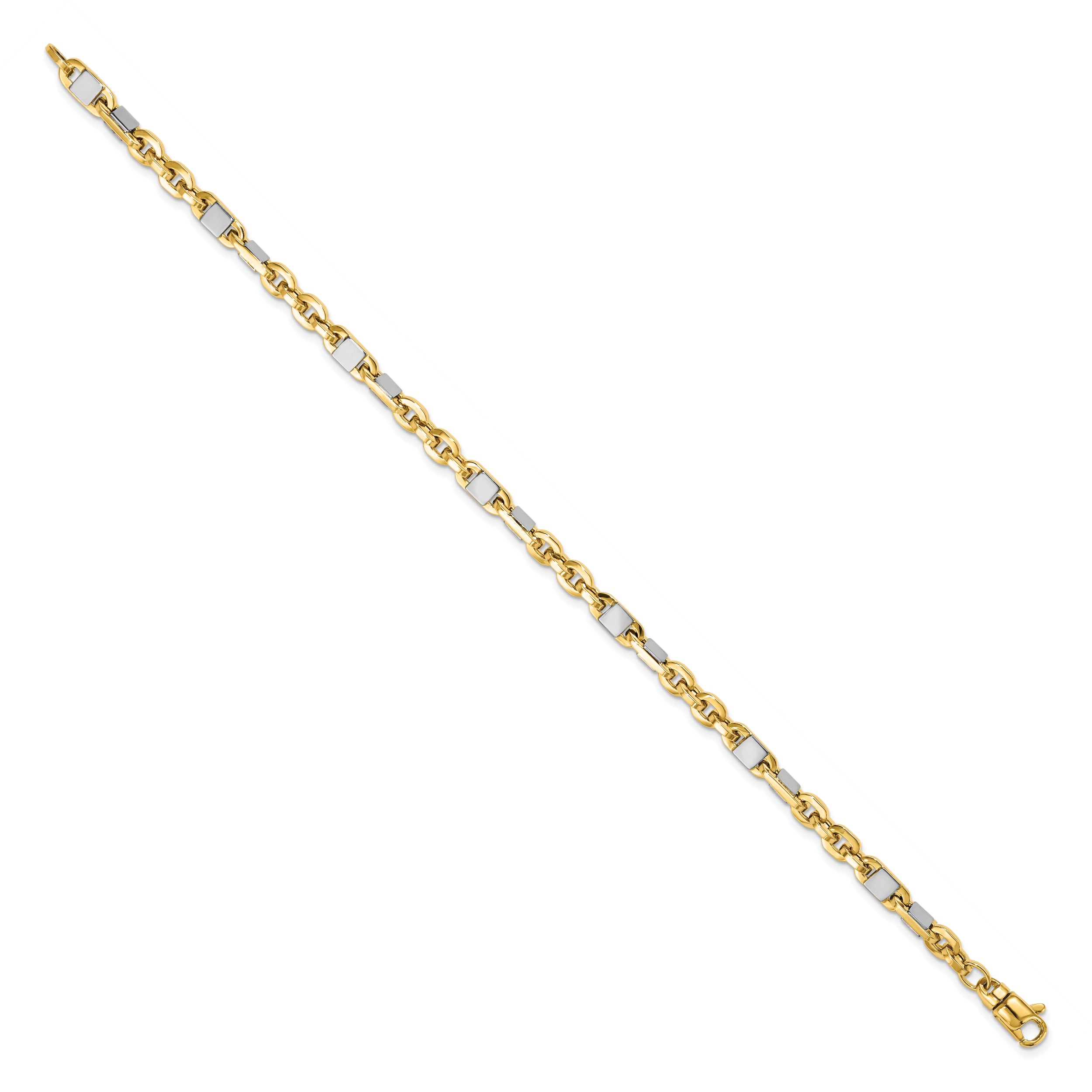 14K Men's Two-tone Polished Link Bracelet