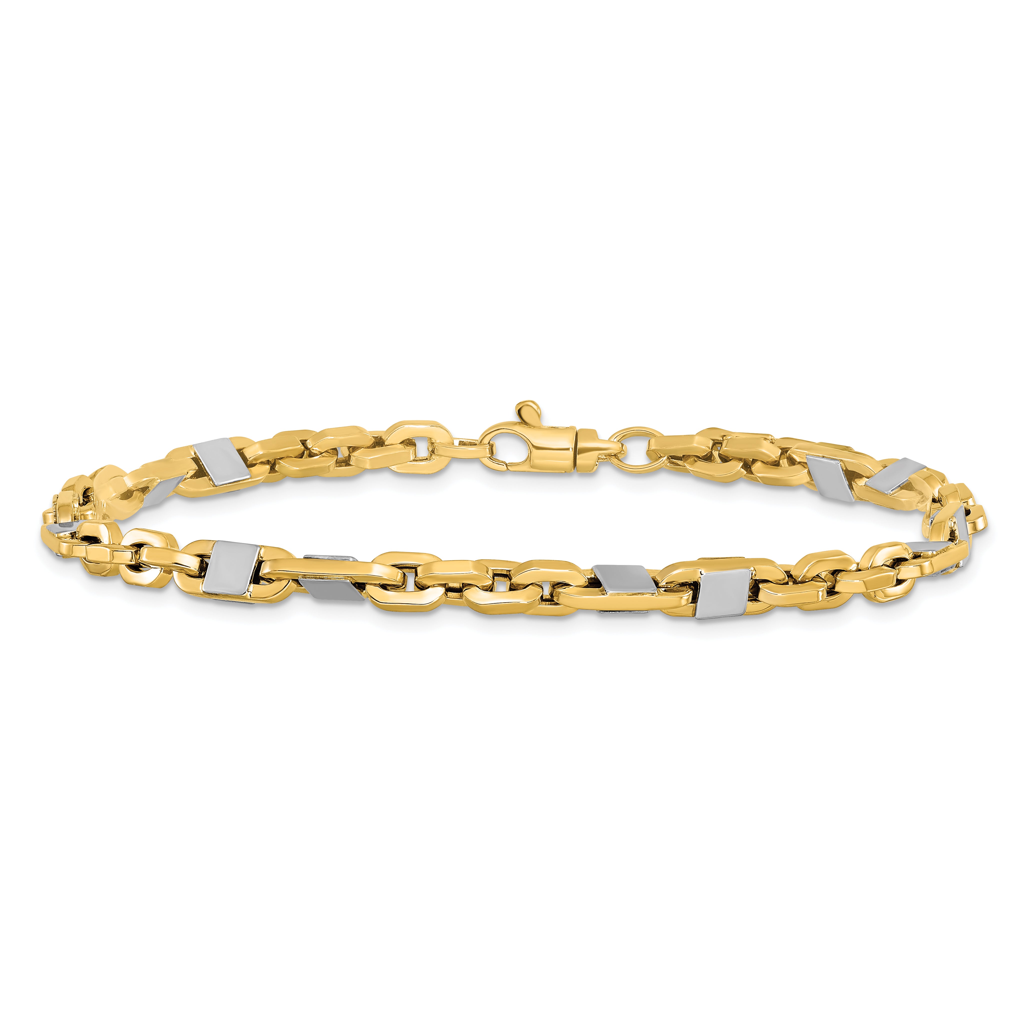 14K Men's Two-tone Polished Link Bracelet