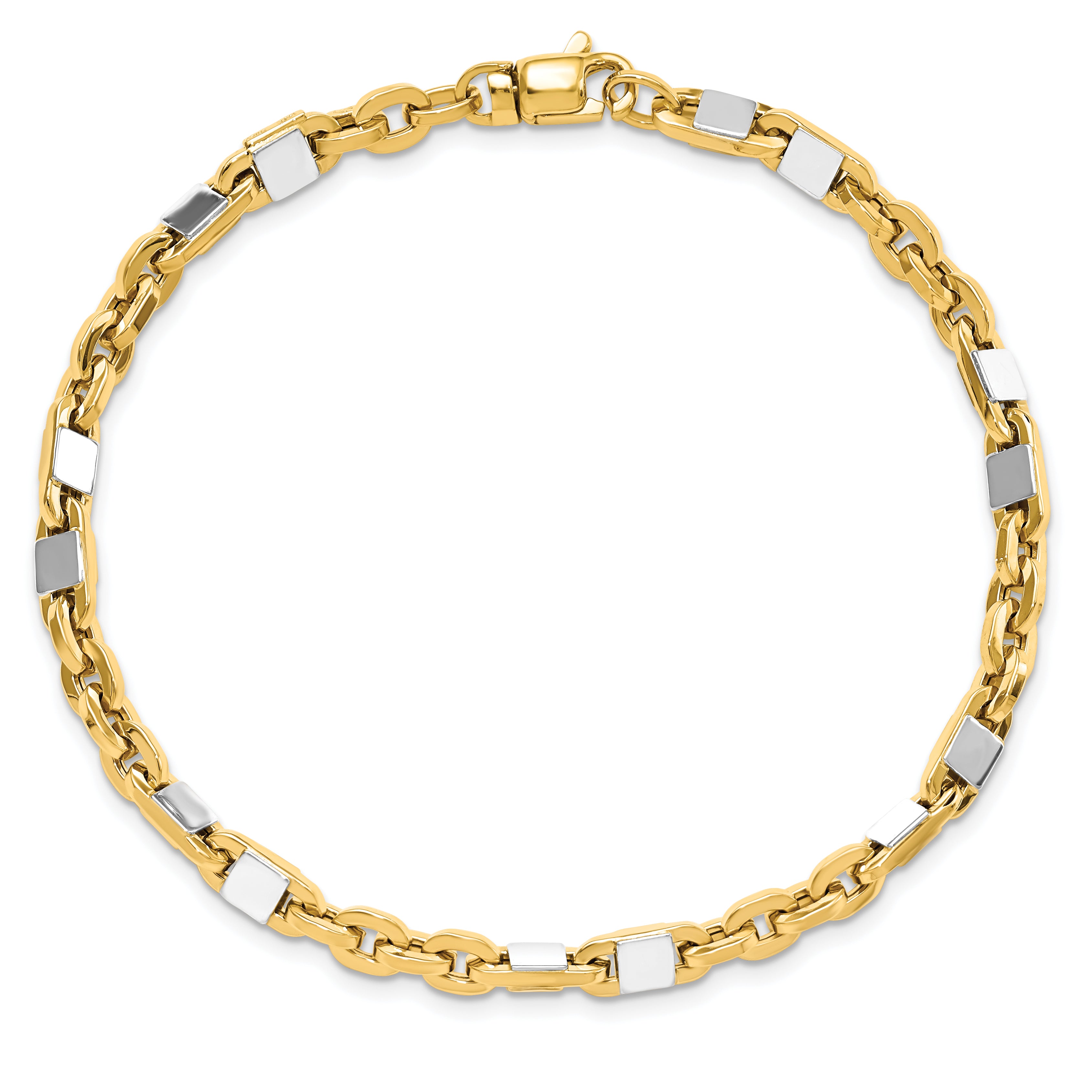 14K Men's Two-tone Polished Link Bracelet