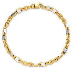 14K Men's Two-tone Polished Link Bracelet