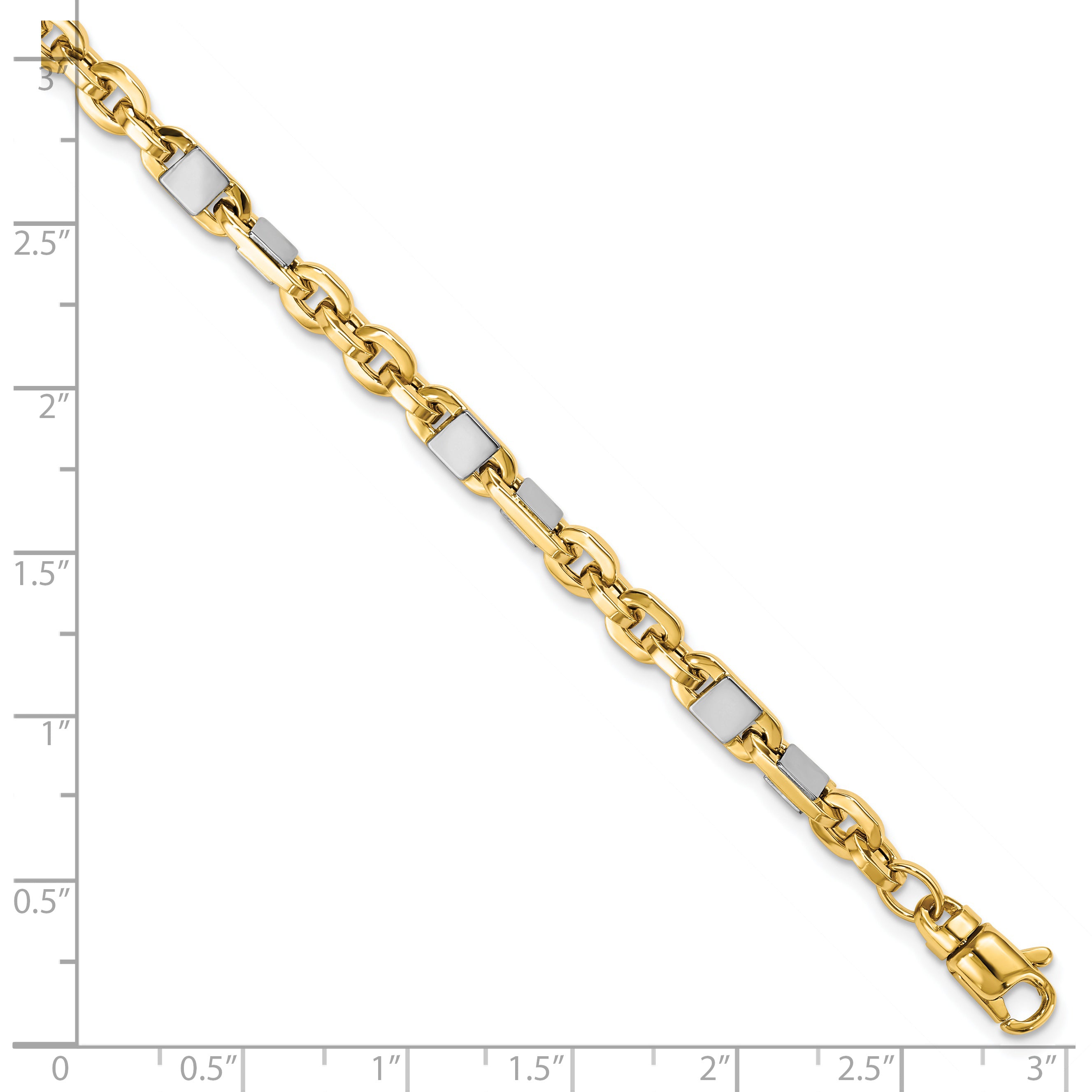 14K Men's Two-tone Polished Link Bracelet