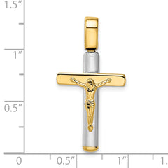 14K Two-tone Crucifix Pendant