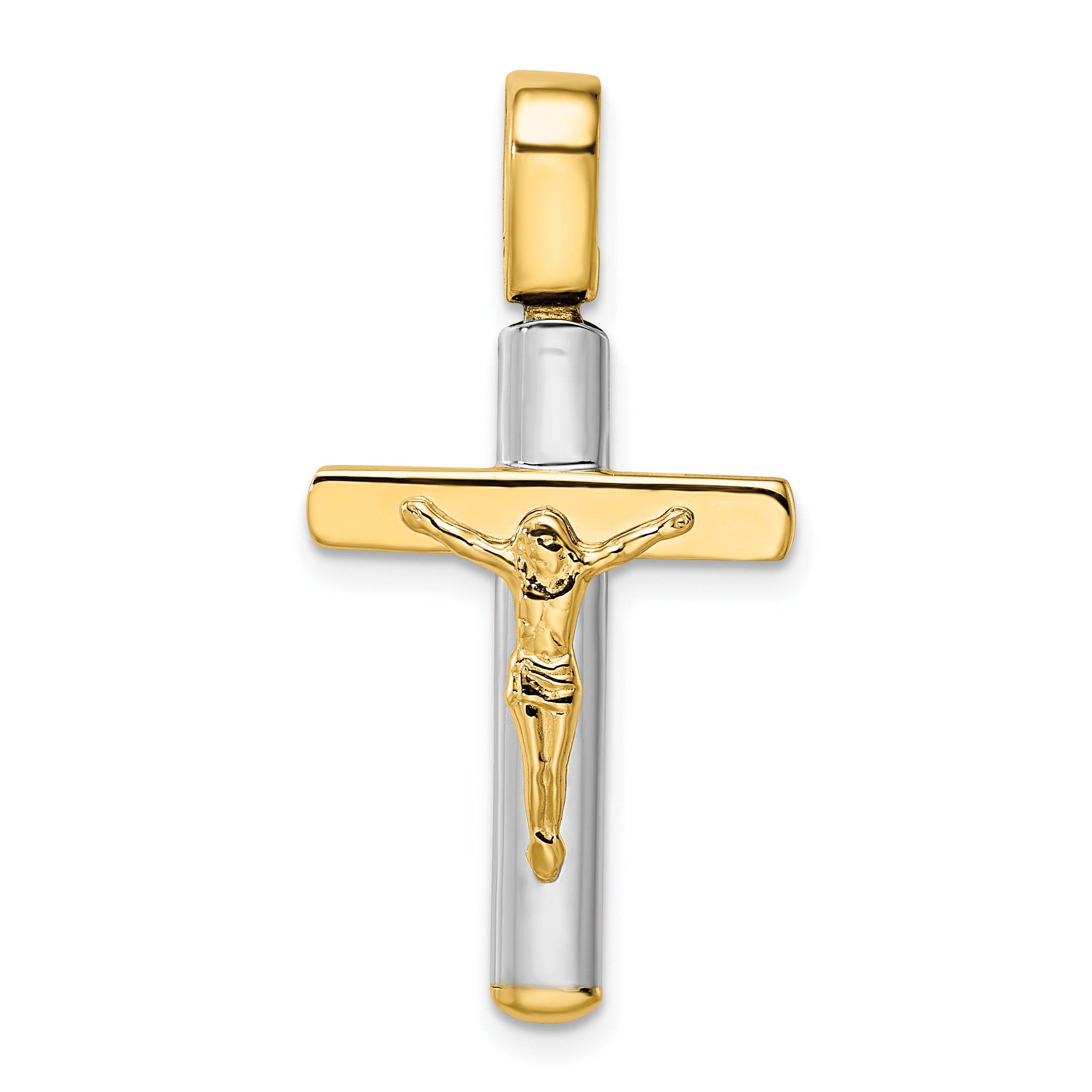 14K Two-tone Crucifix Pendant