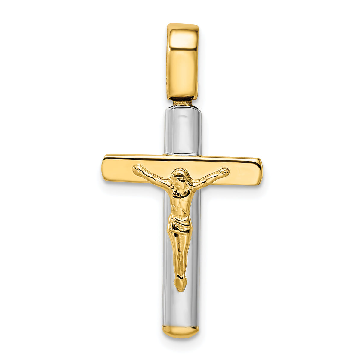 14K Two-tone Crucifix Pendant