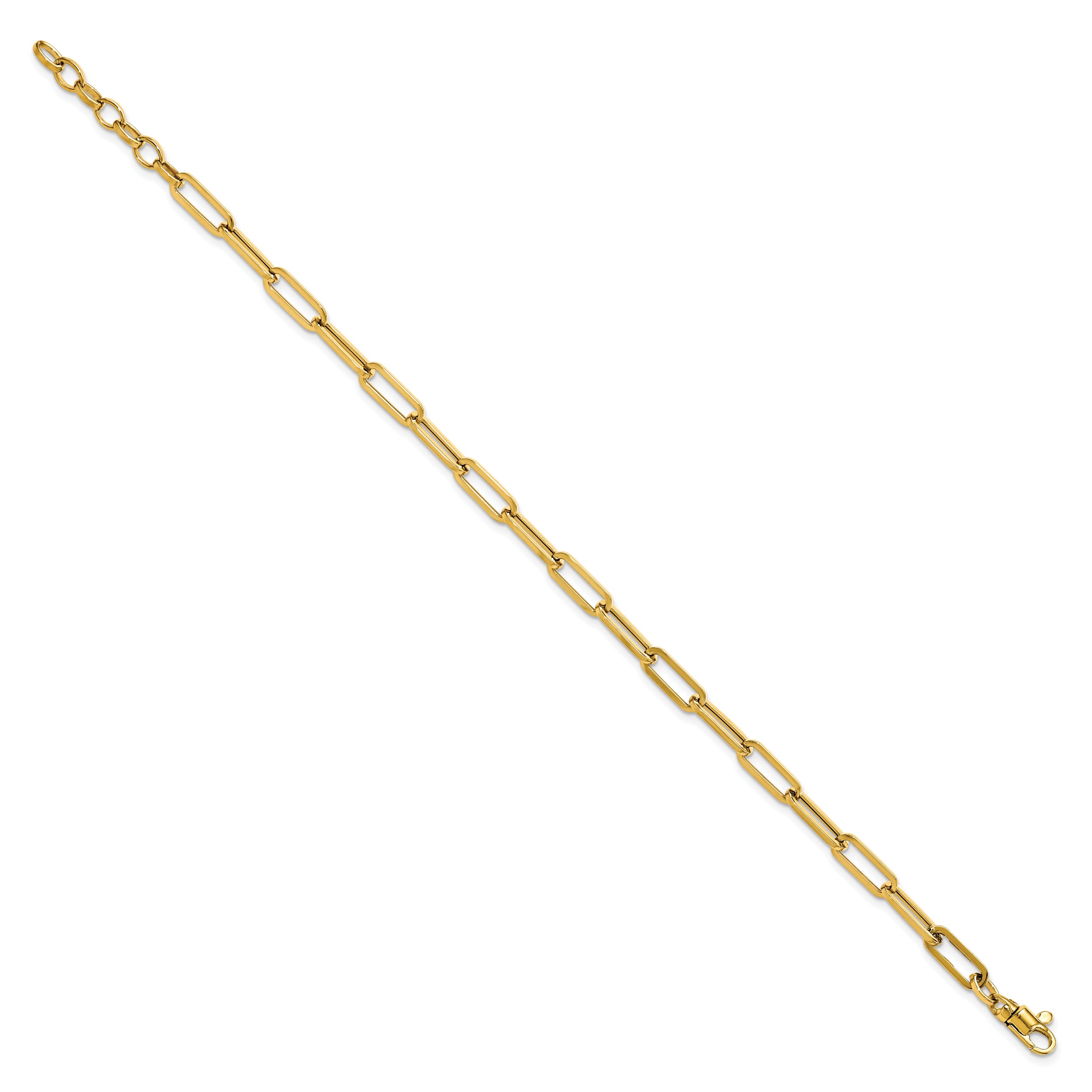 14K Polished Fancy Link with 1in ext Bracelet