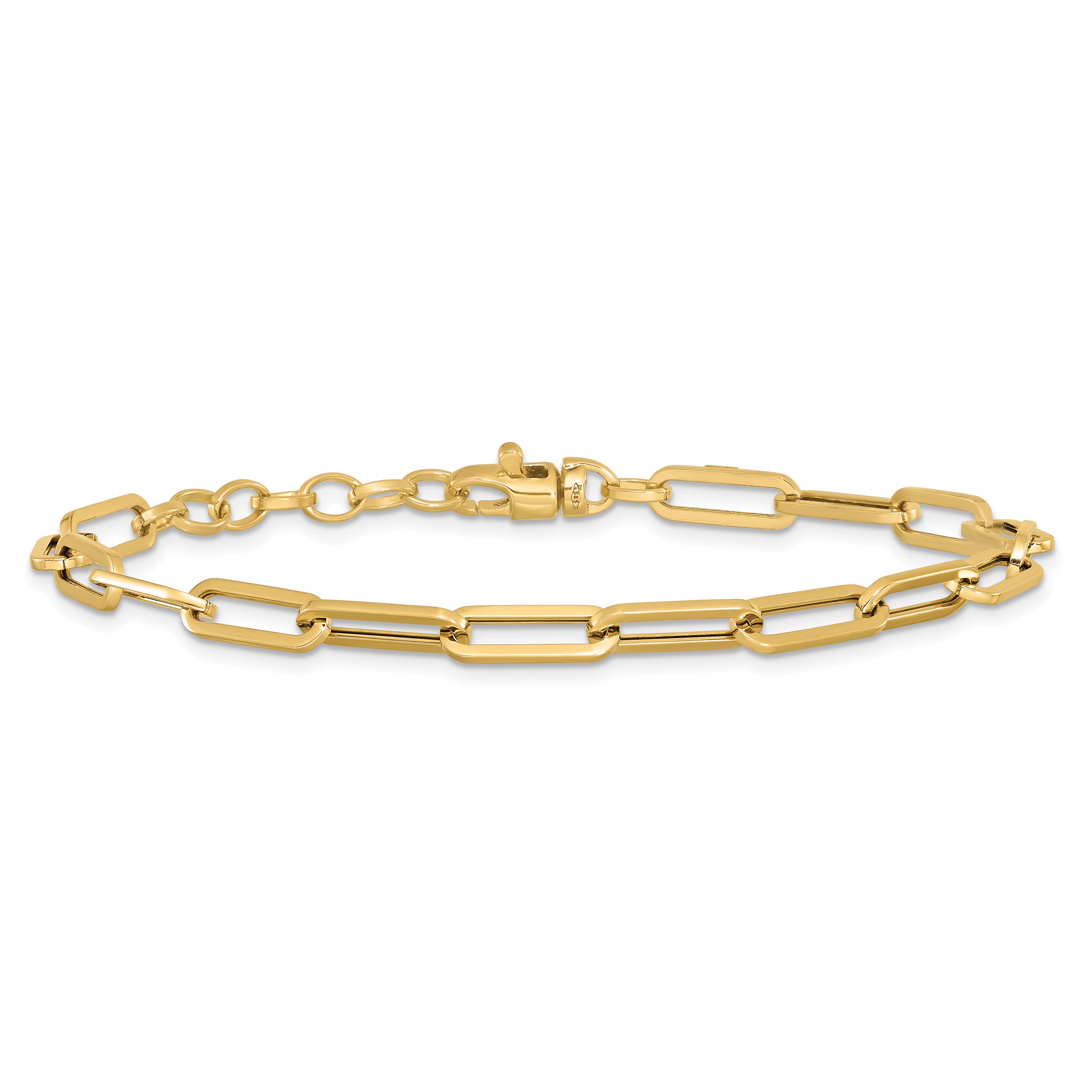 14K Polished Fancy Link with 1in ext Bracelet