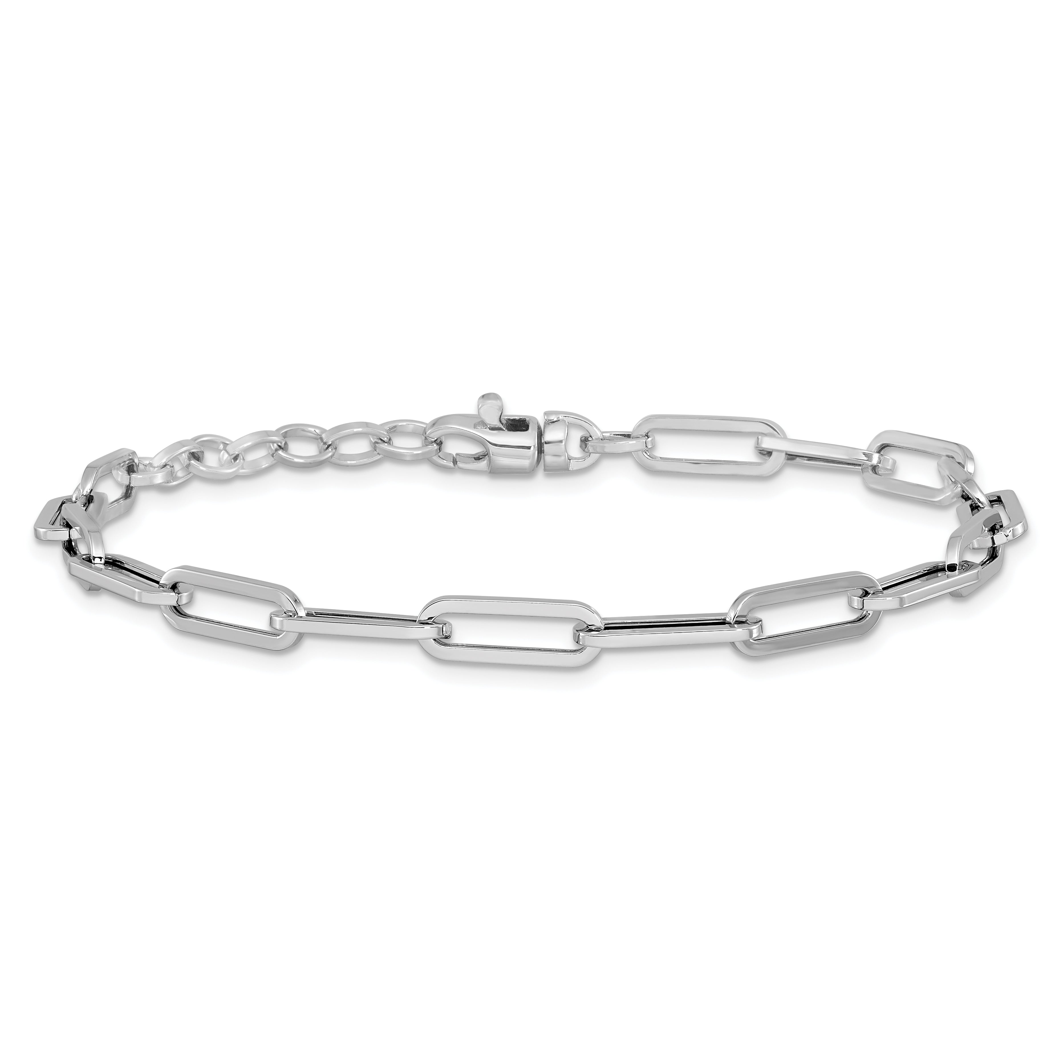 14k White Gold Polished Fancy Link with 1in ext Bracelet