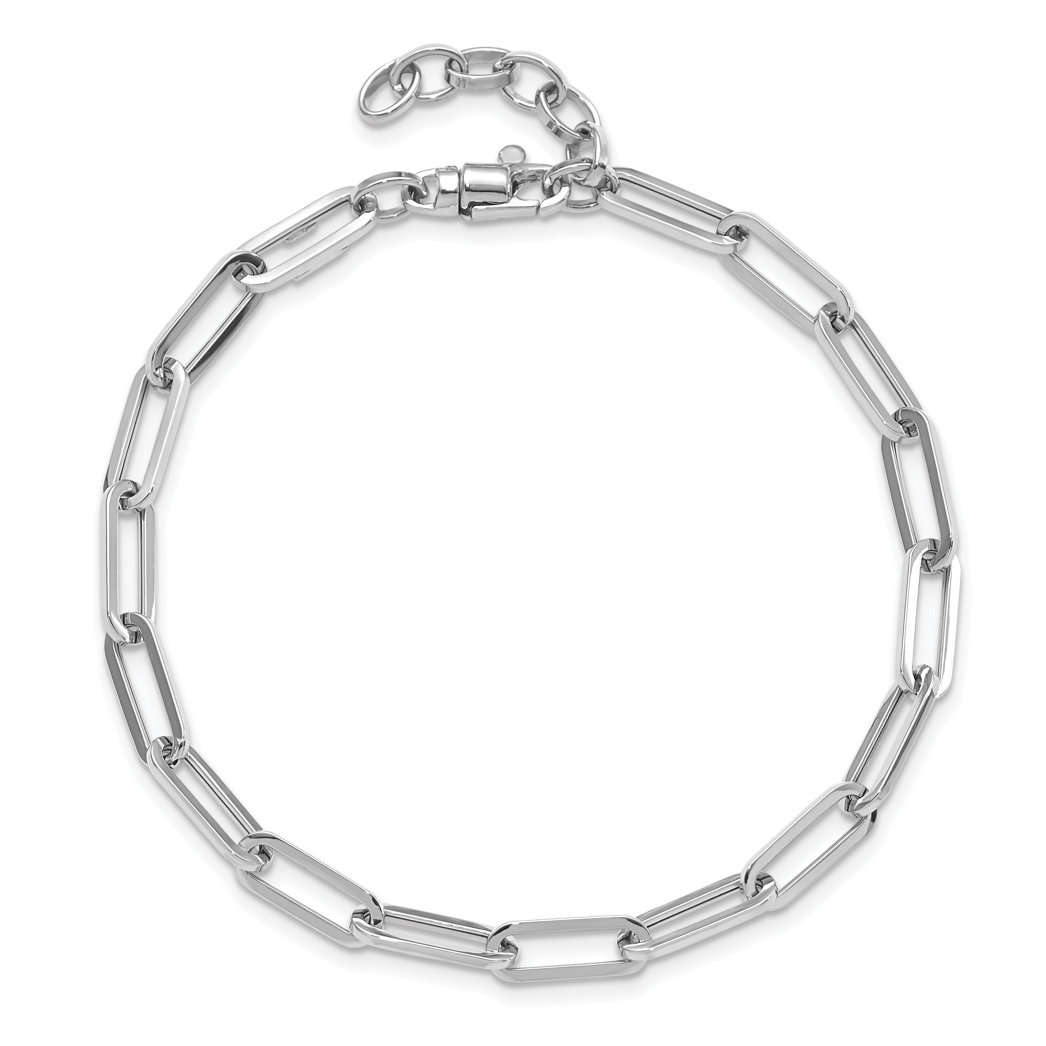 14k White Gold Polished Fancy Link with 1in ext Bracelet