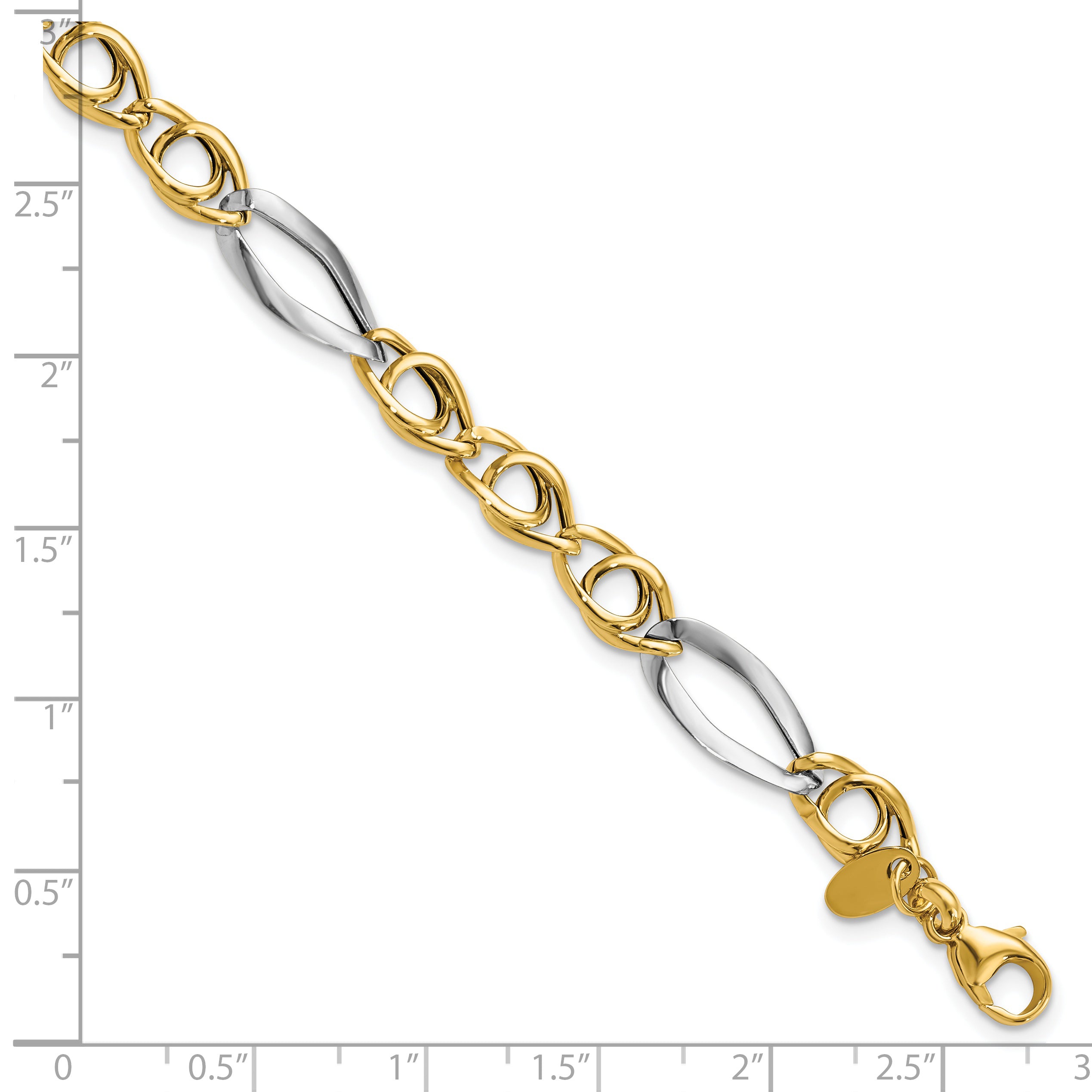 14k Rhodium Fancy Link Bracelet