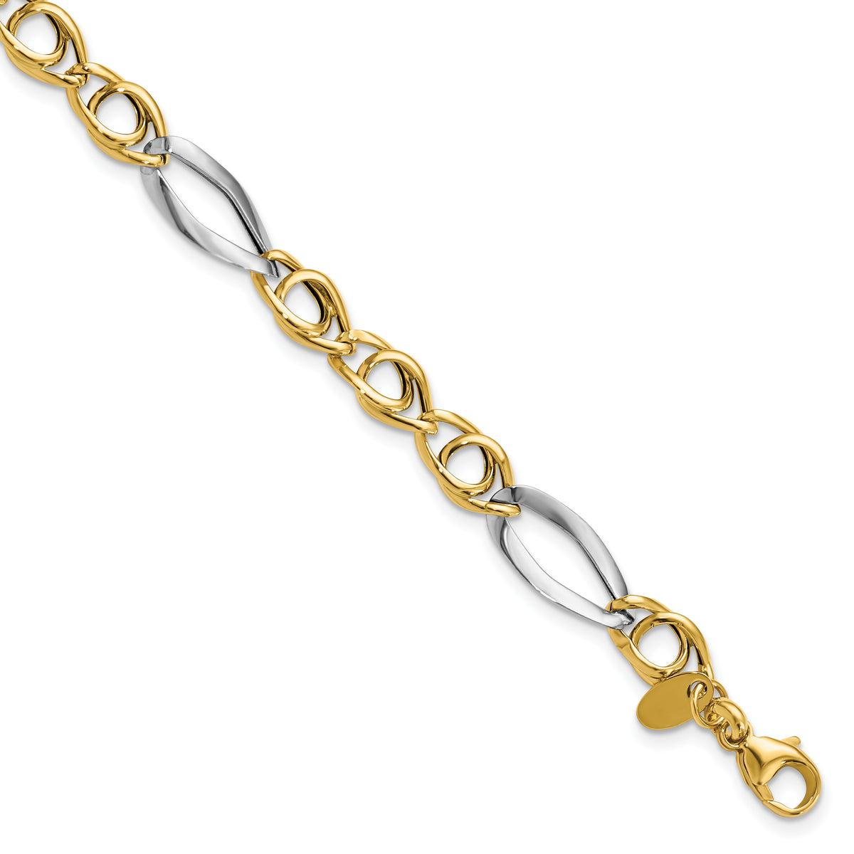 14k Rhodium Fancy Link Bracelet