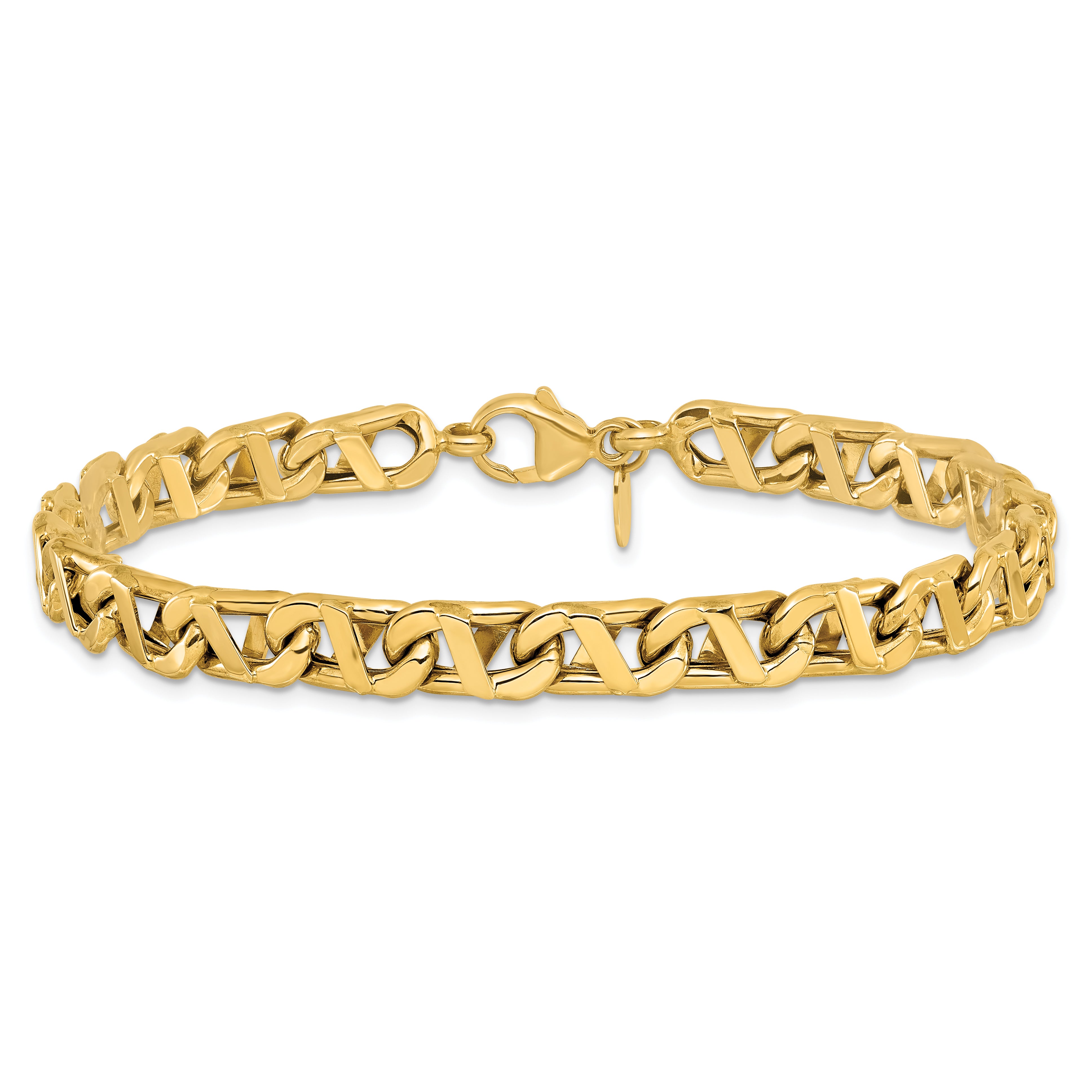 14k Men's Polished Anchor Bracelet