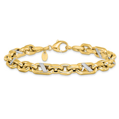 14k Men's Polished Rhodium Anchor Bracelet