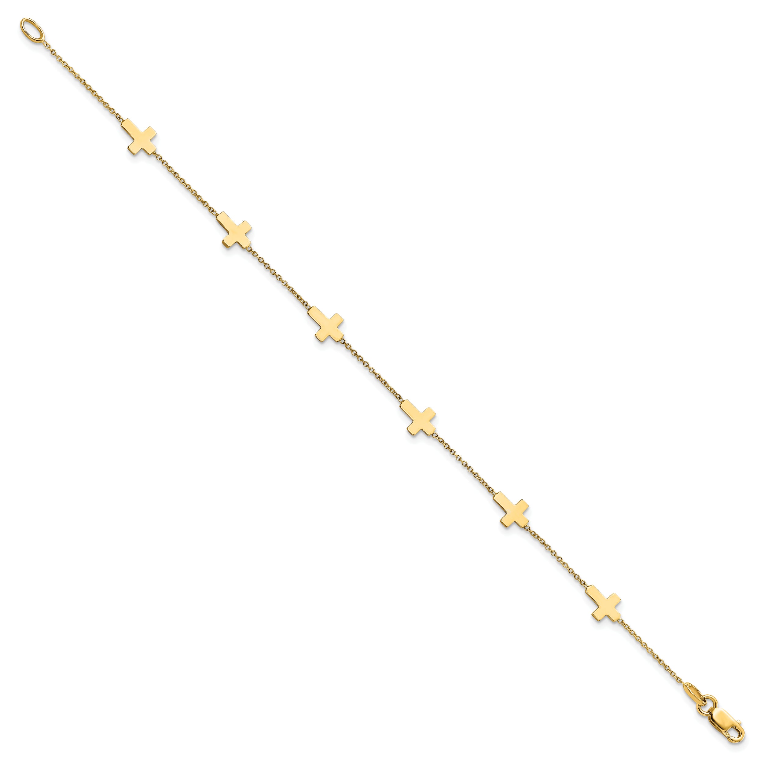 14k Polished Cross Bracelet