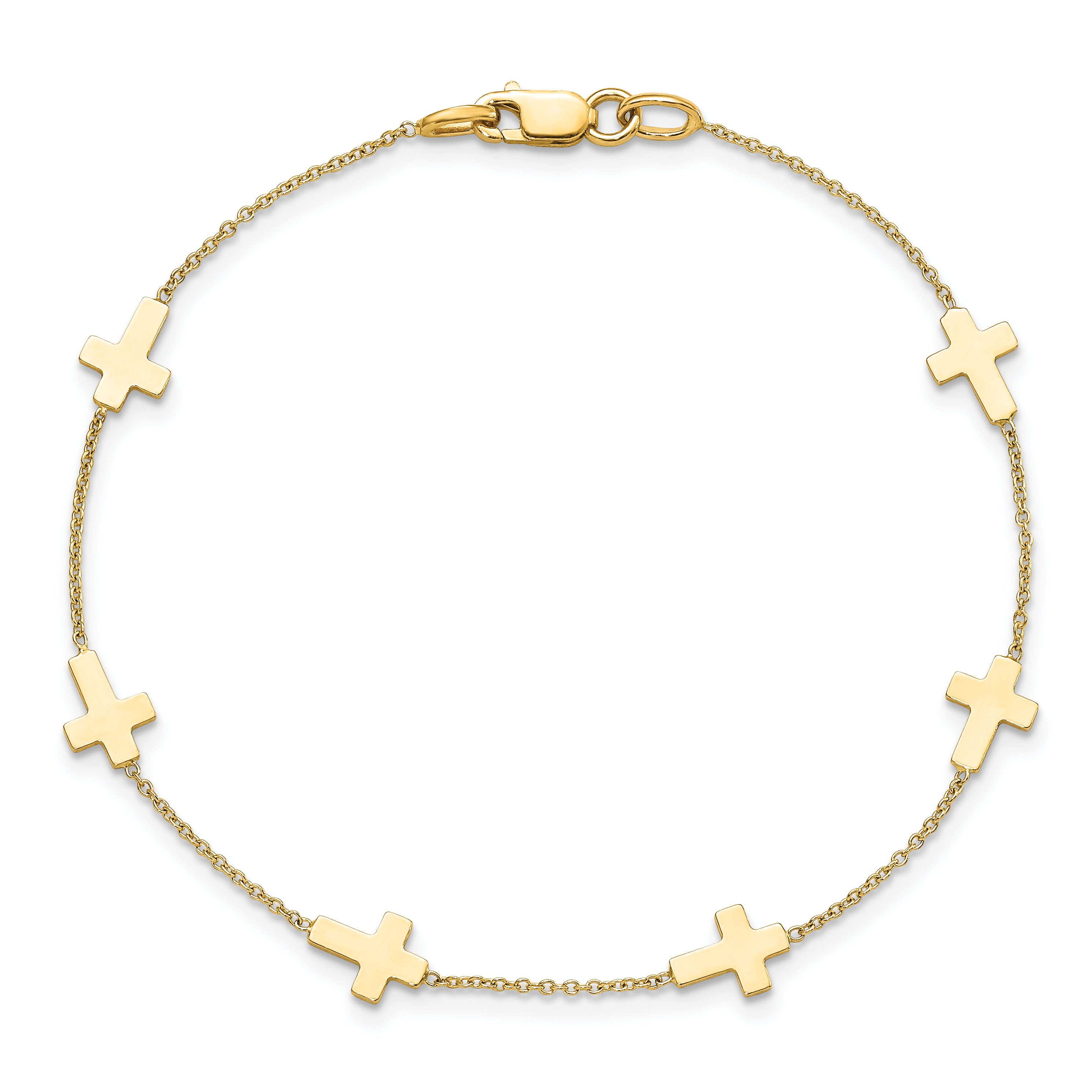 14k Polished Cross Bracelet