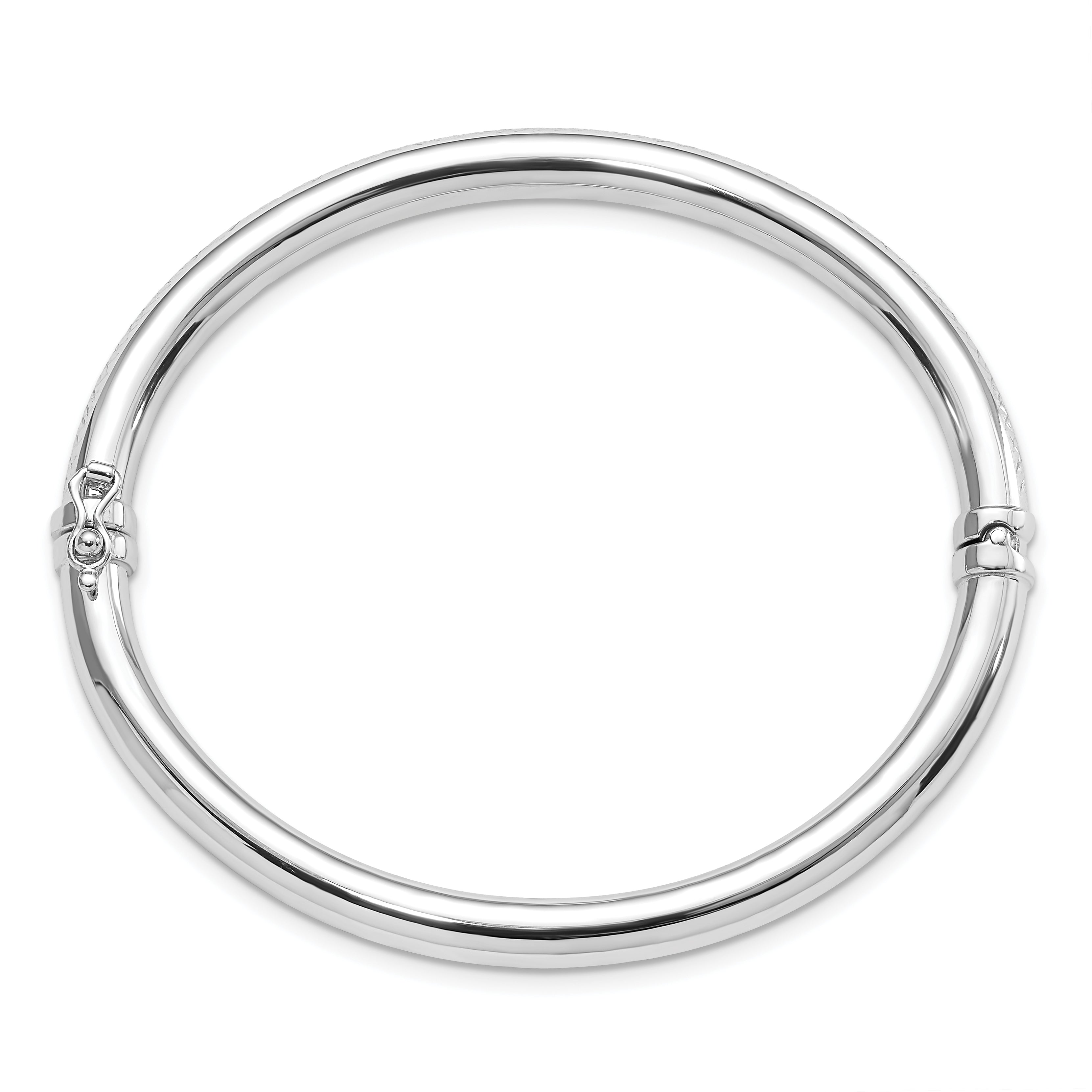 14K White Gold Polished D/C Hinged Bangle