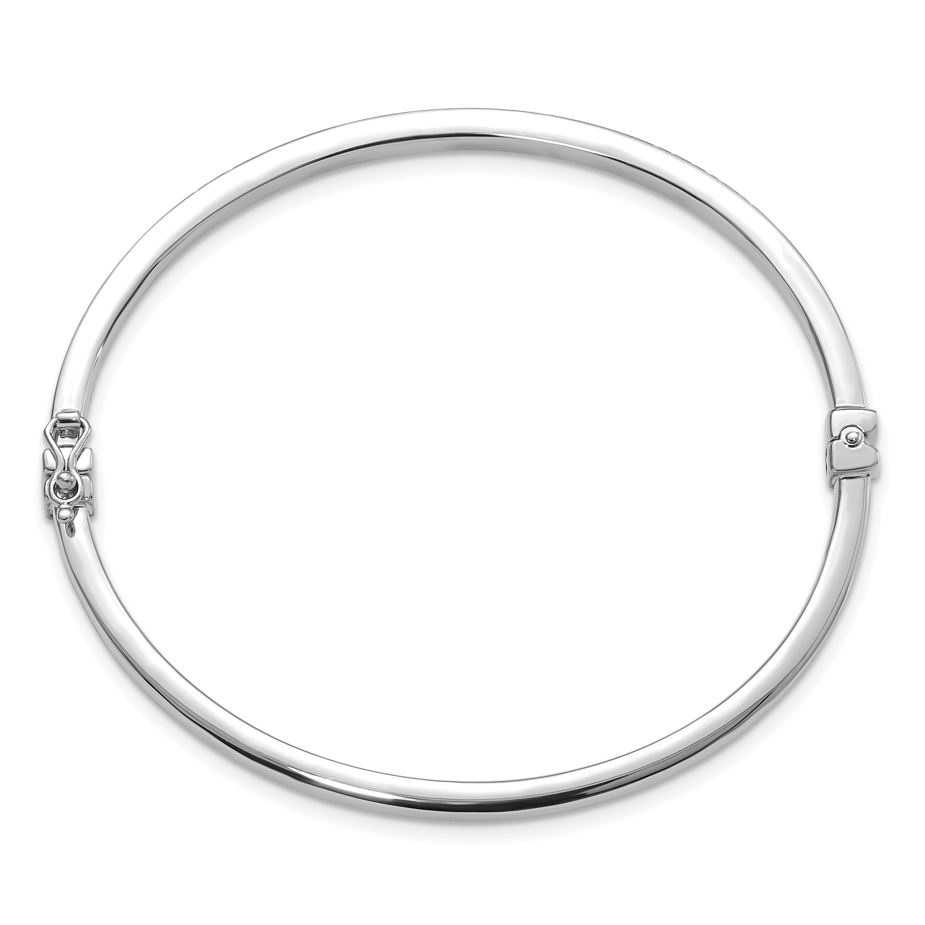 14K White Gold Polished D/C Hinged Bangle