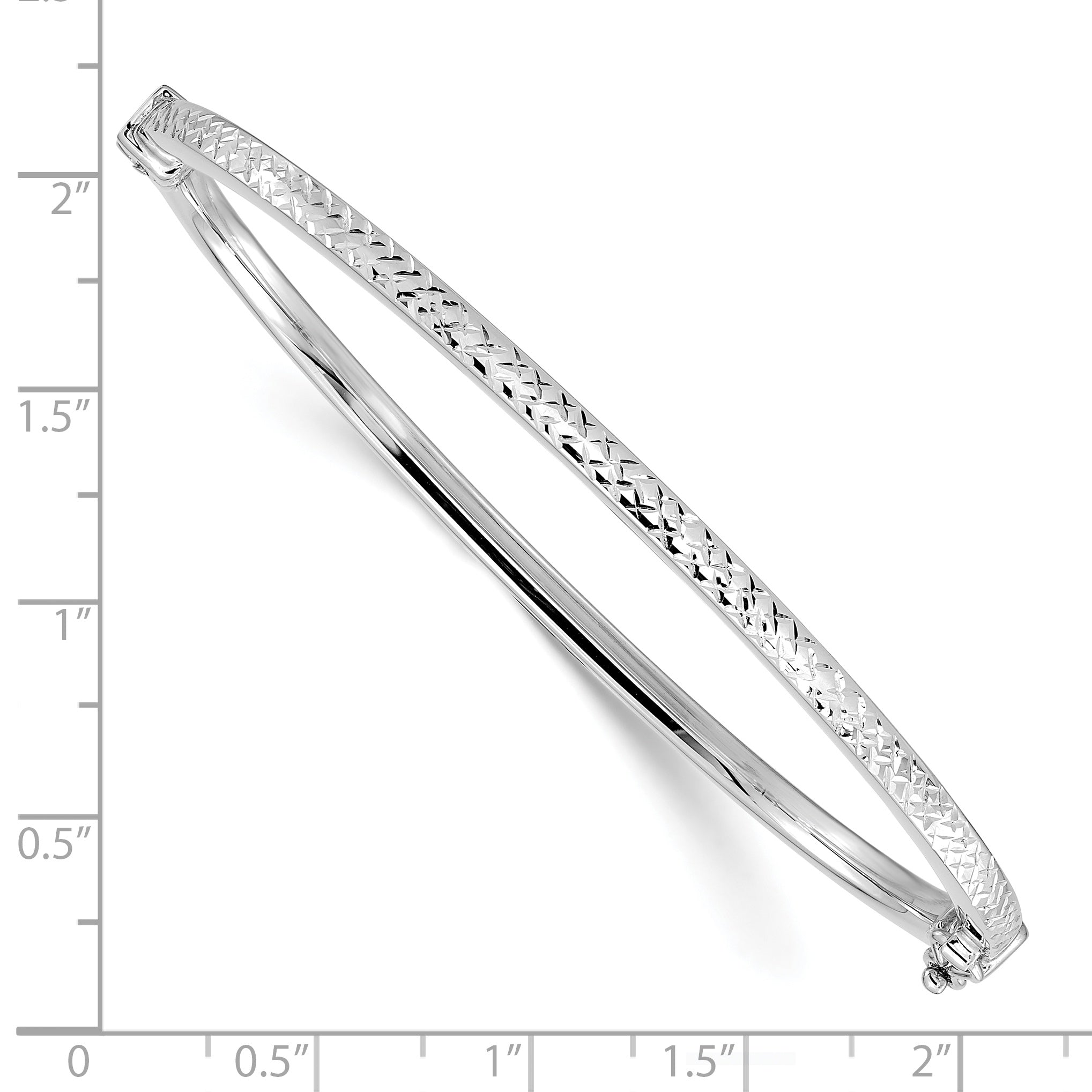 14K White Gold Polished D/C Hinged Bangle