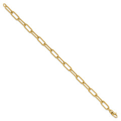 14k Polished Textured Oval Link Bracelet