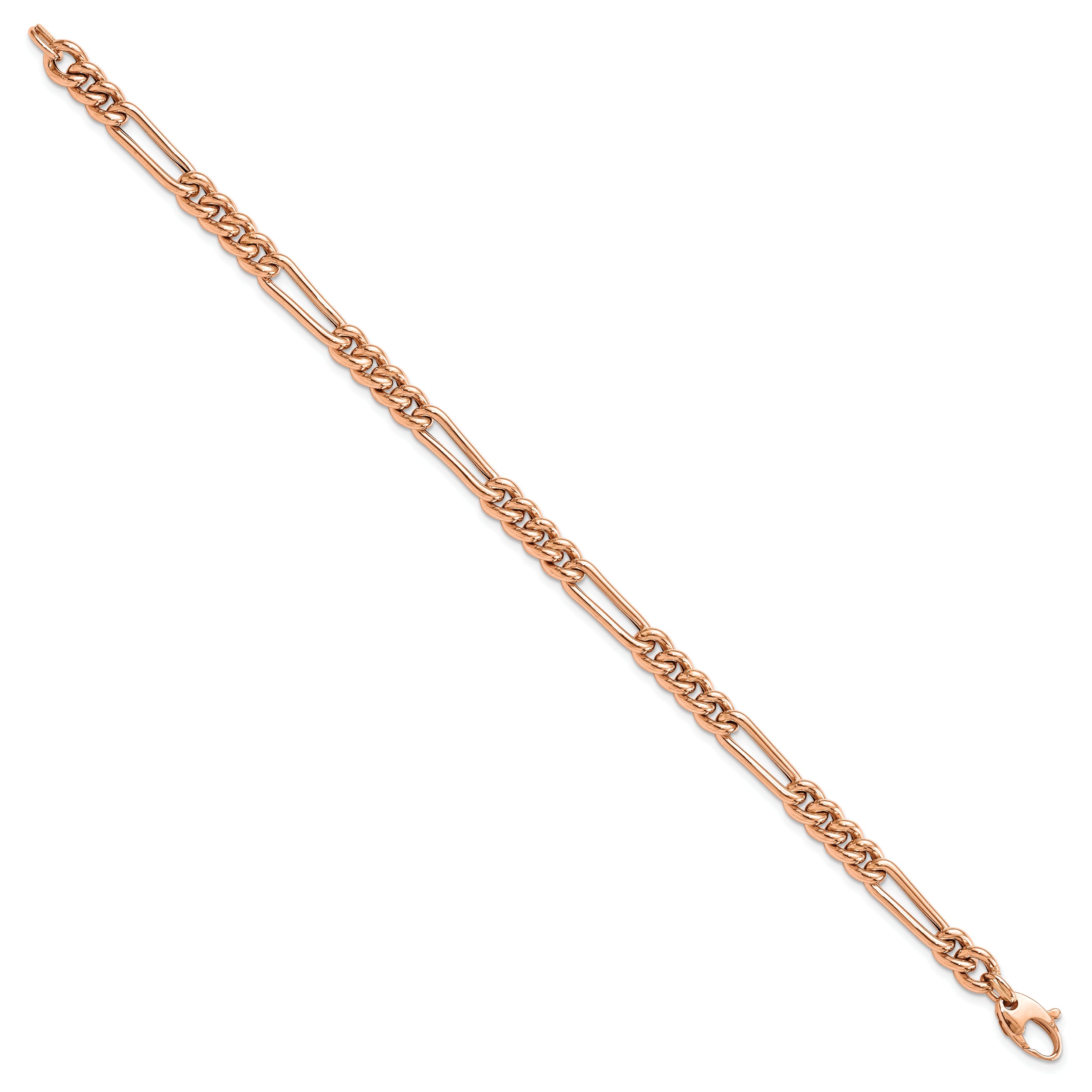 14K Rose Gold Polished Figaro Link Bracelet