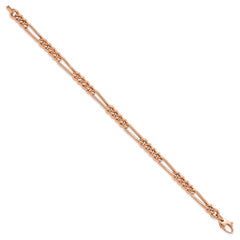 14K Rose Gold Polished Figaro Link Bracelet