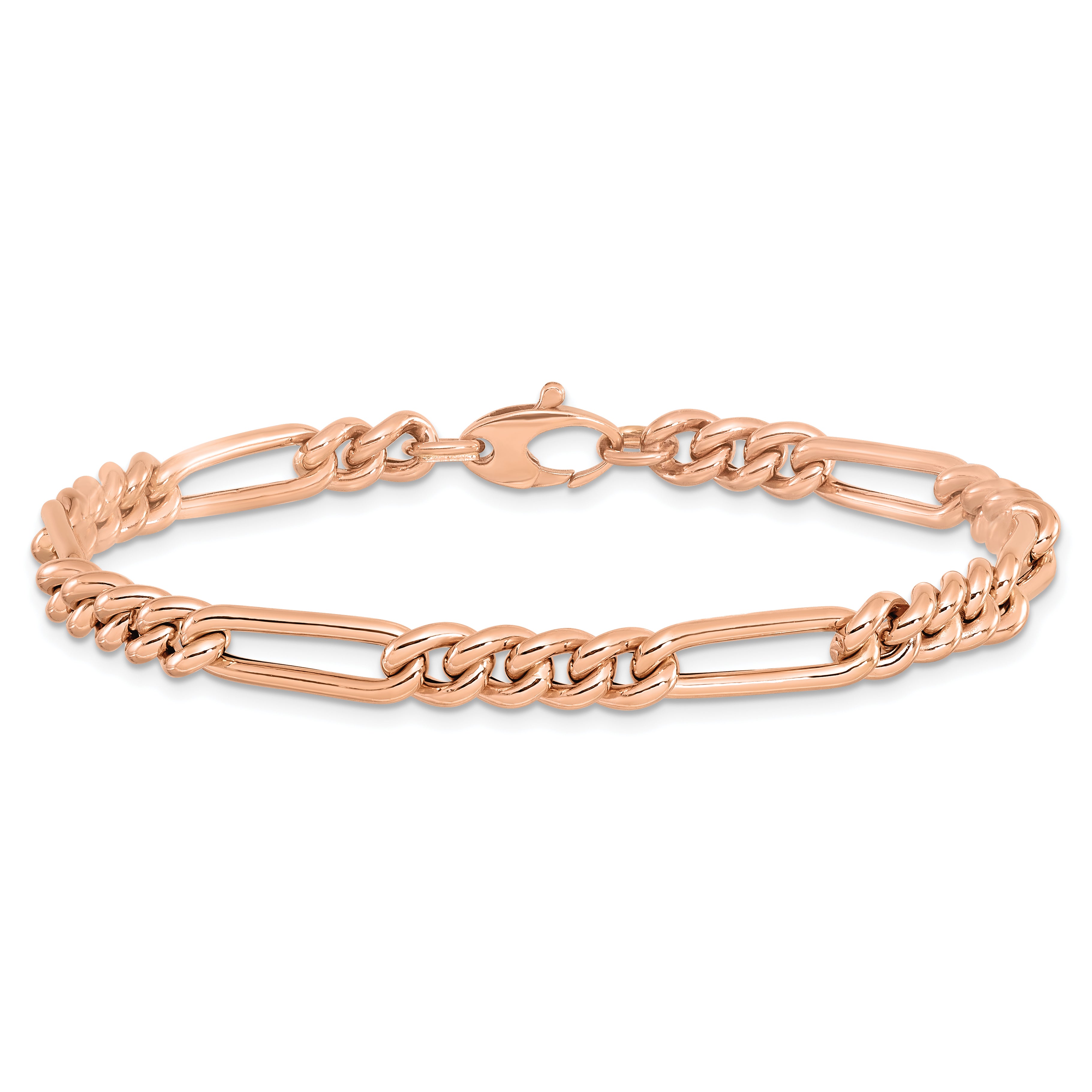 14K Rose Gold Polished Figaro Link Bracelet