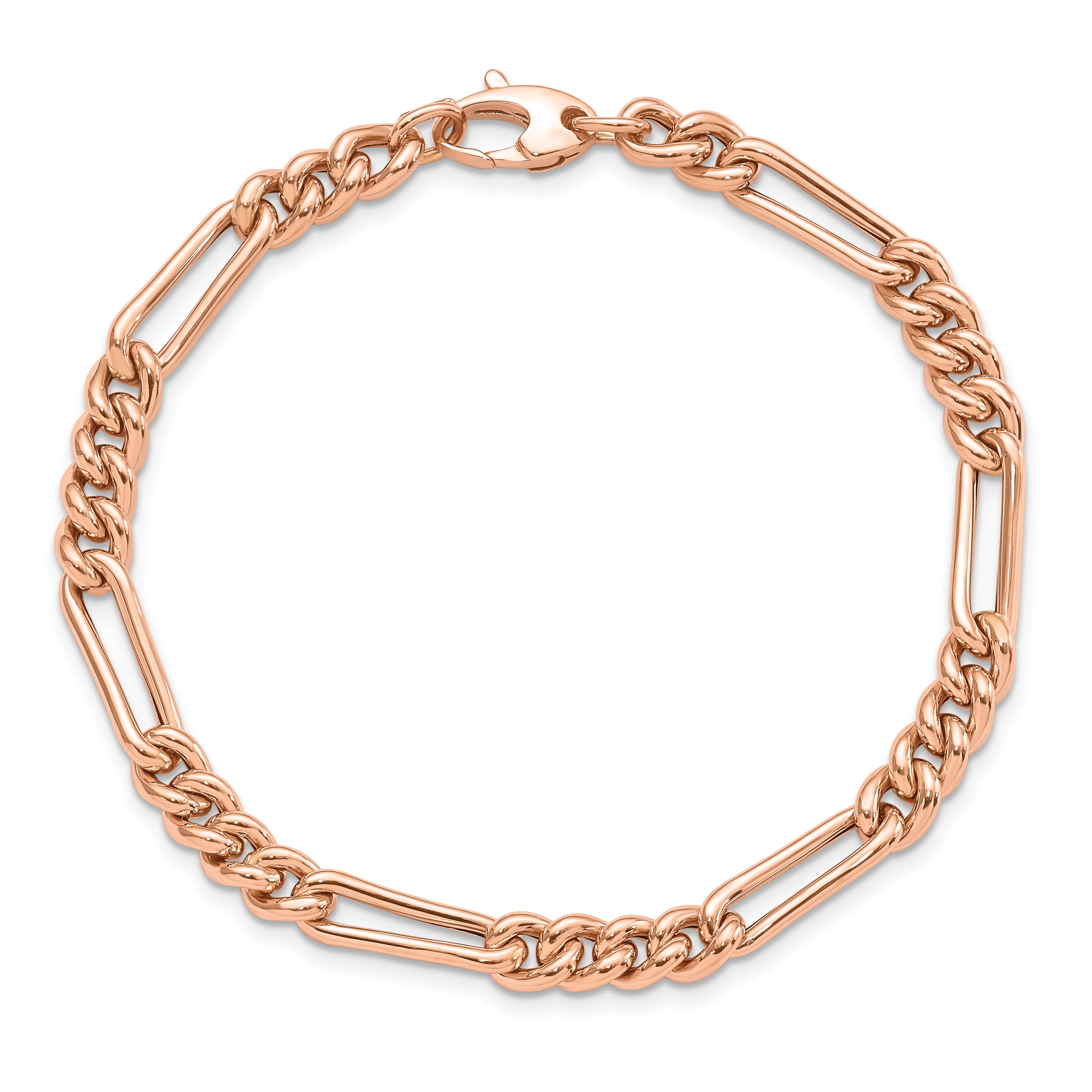 14K Rose Gold Polished Figaro Link Bracelet