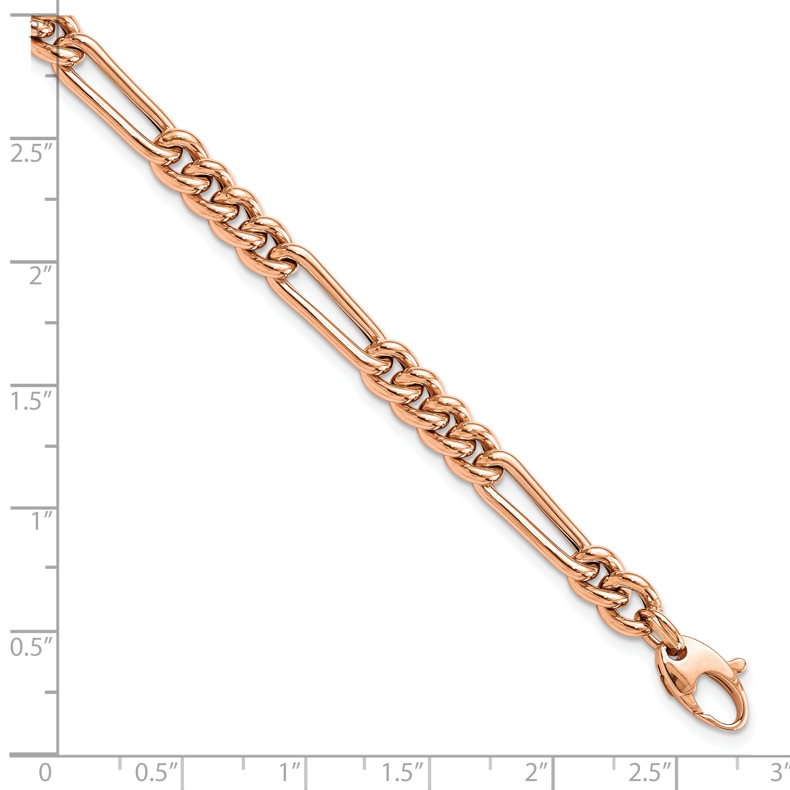 14K Rose Gold Polished Figaro Link Bracelet